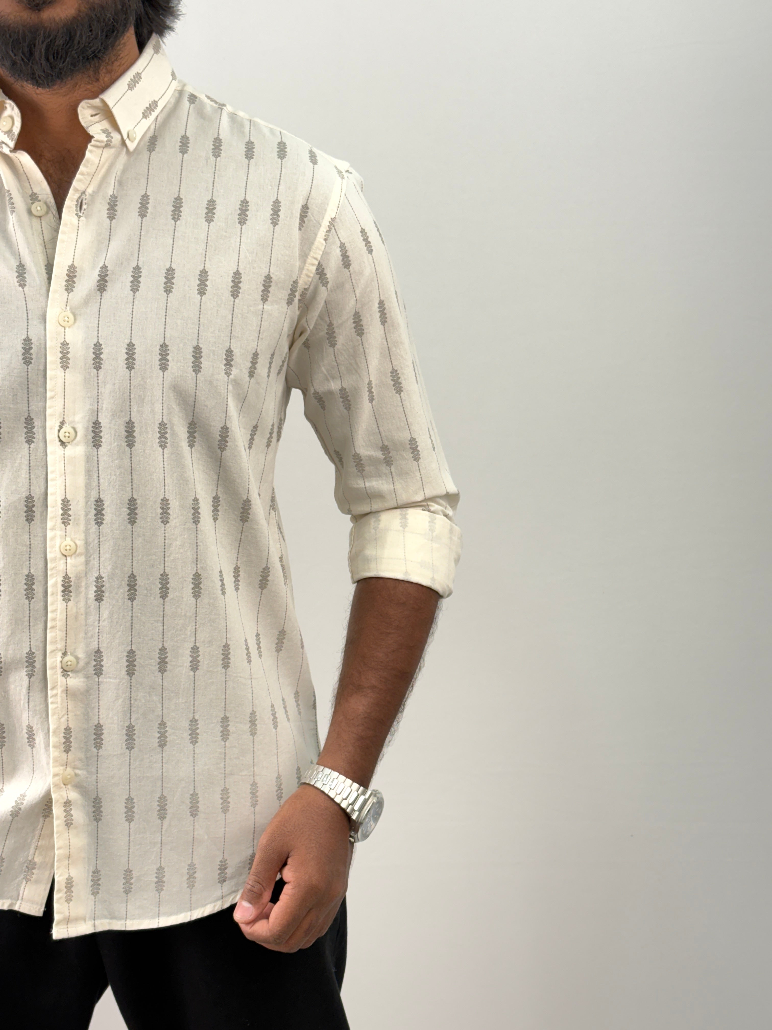 Beige(2) Printed Jacquard Shirt