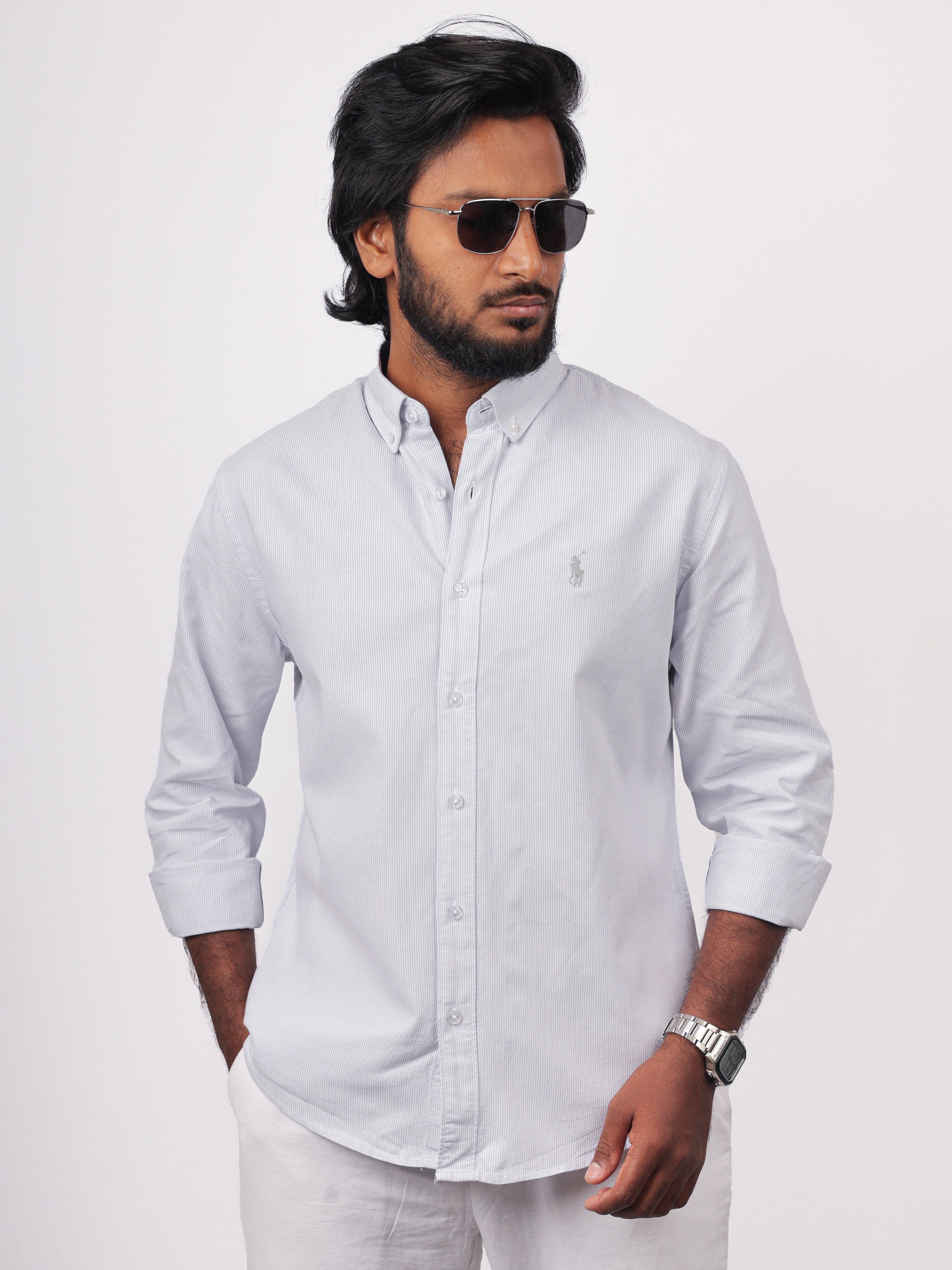 Light Grey Pin Stripe Shirt