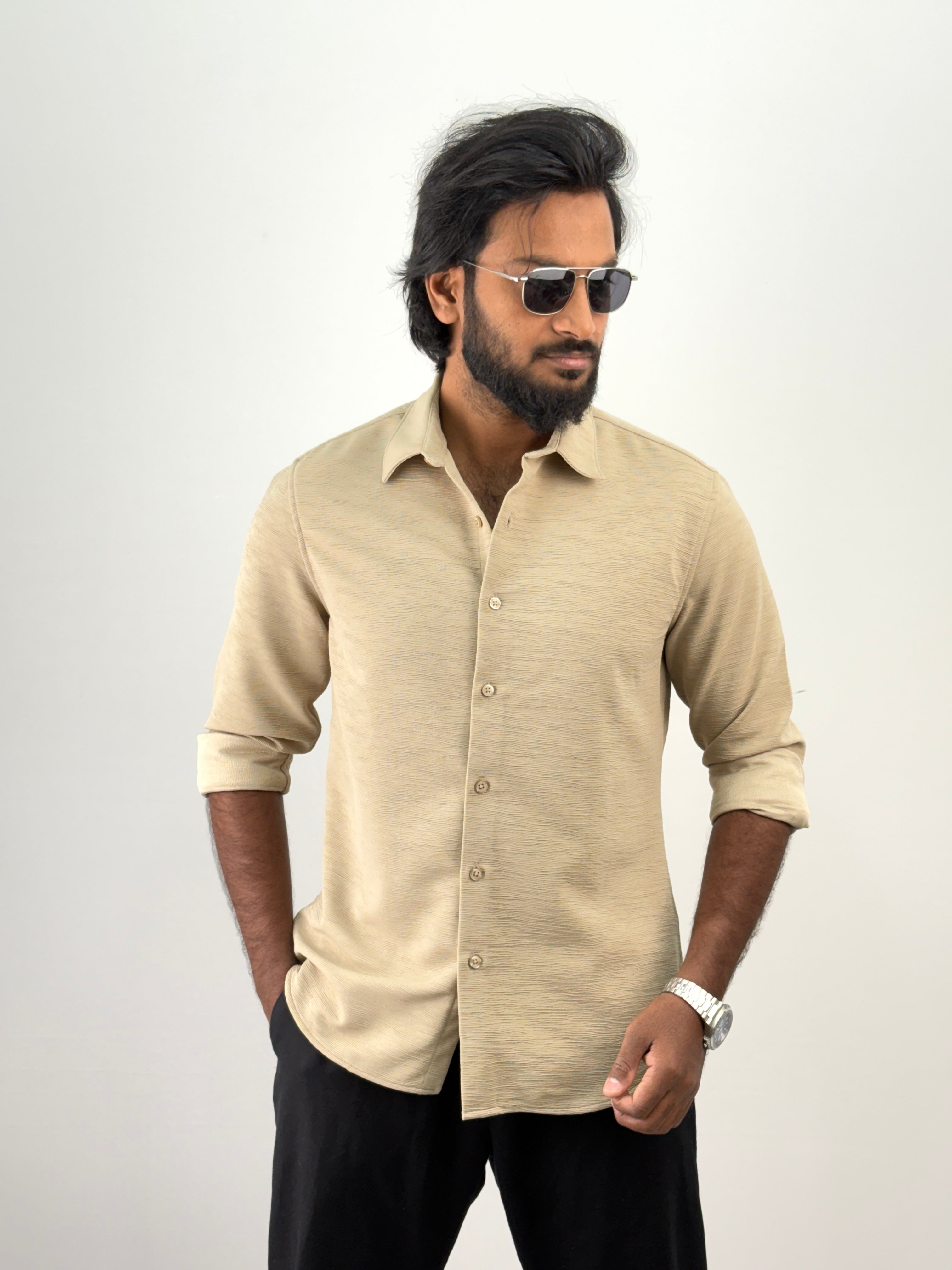 Beige Textured Shirt