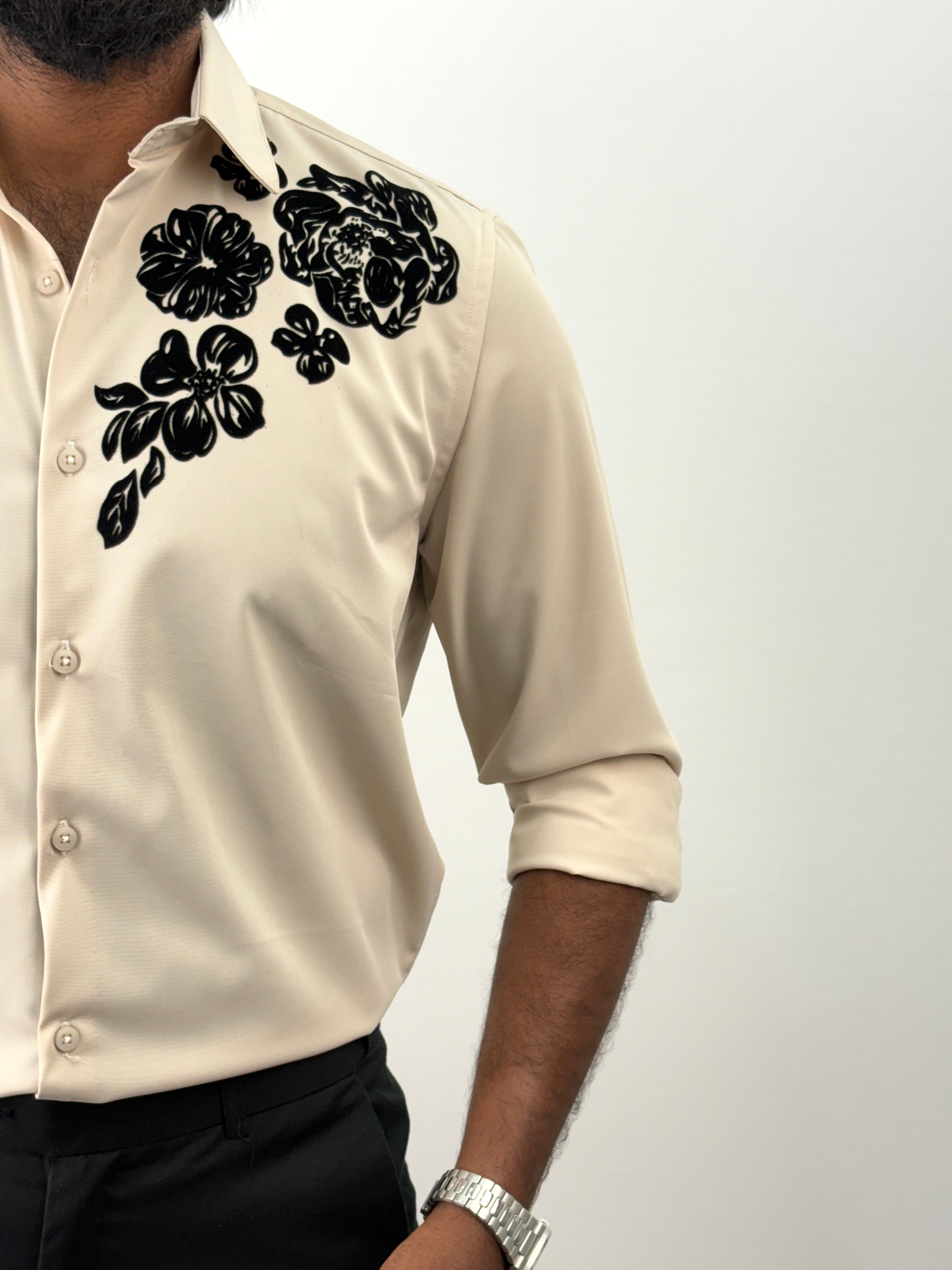 Beige Flock IMP Printed Shirt