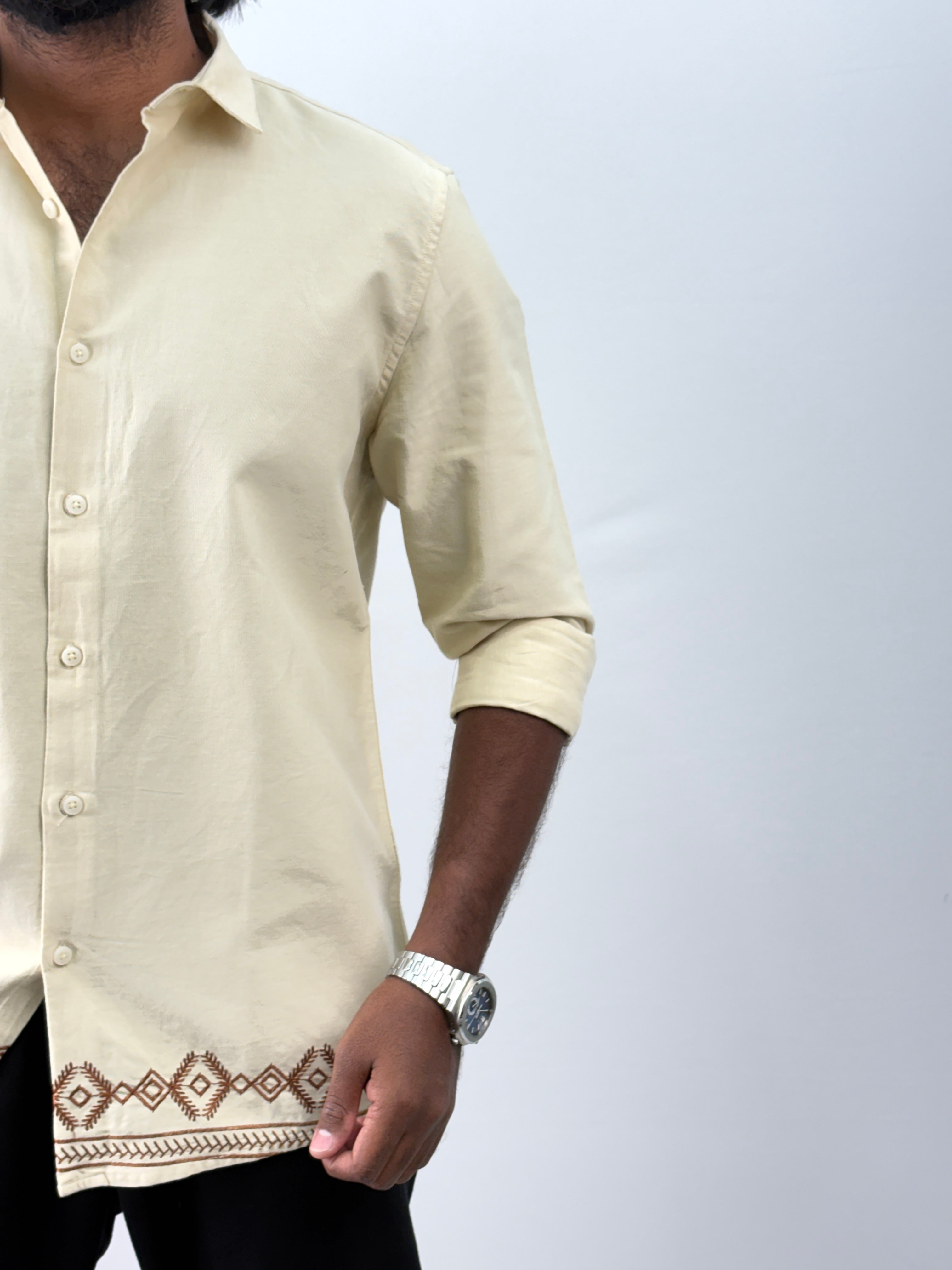 Beige Bottom Embroidery Shirt 1