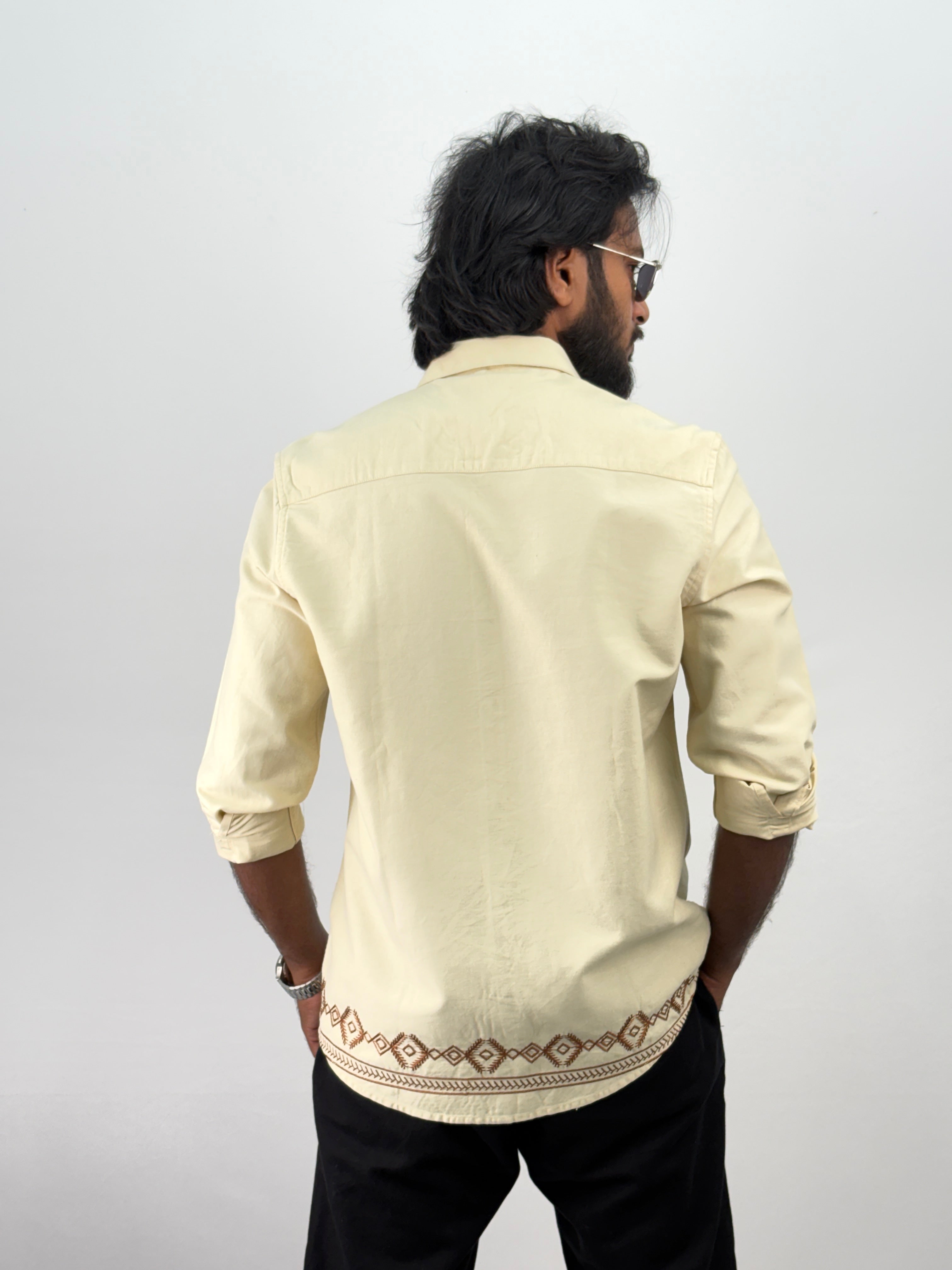 Beige Bottom Embroidery Shirt 1