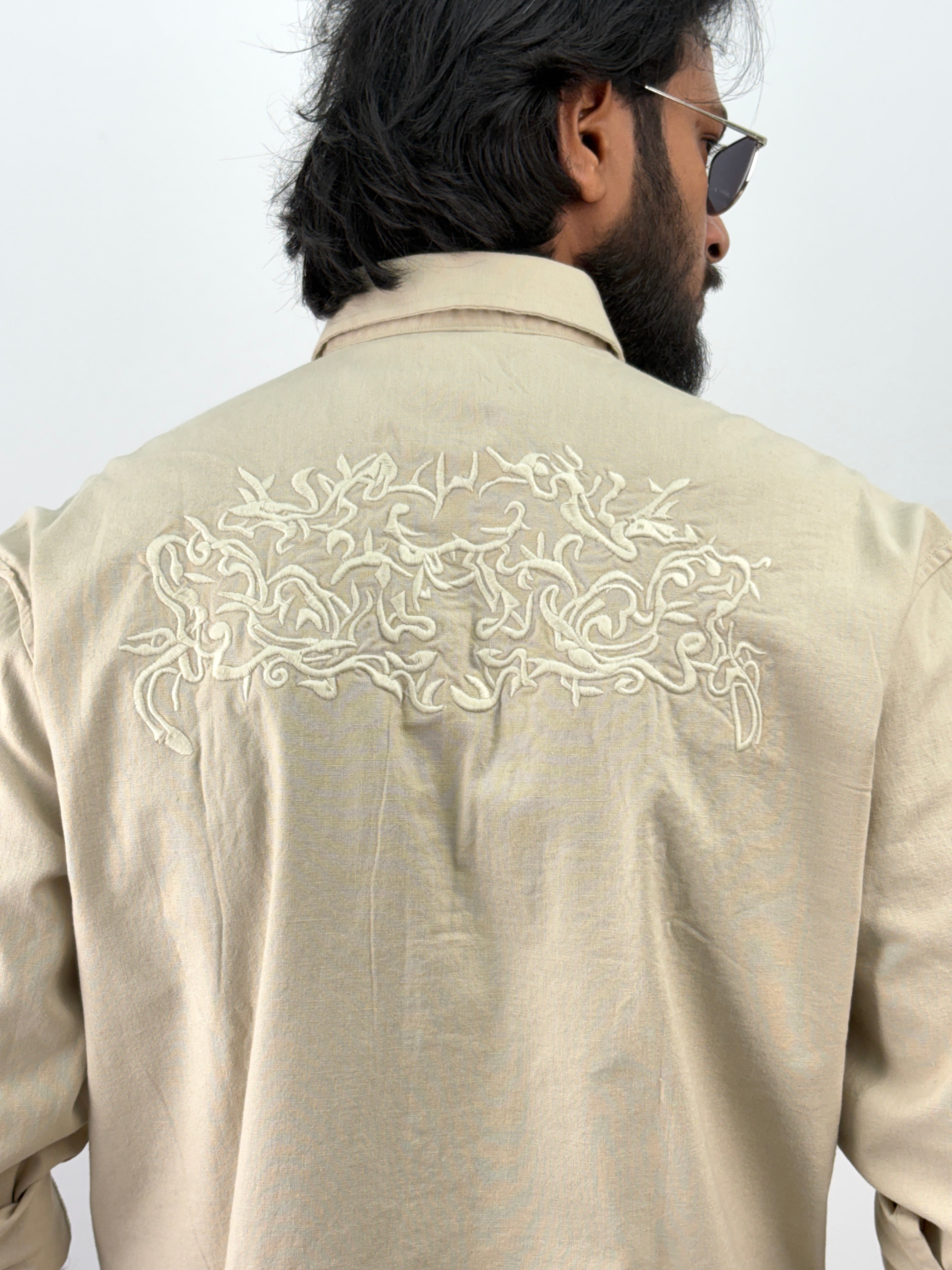 Beige Back Embroidery Shirt