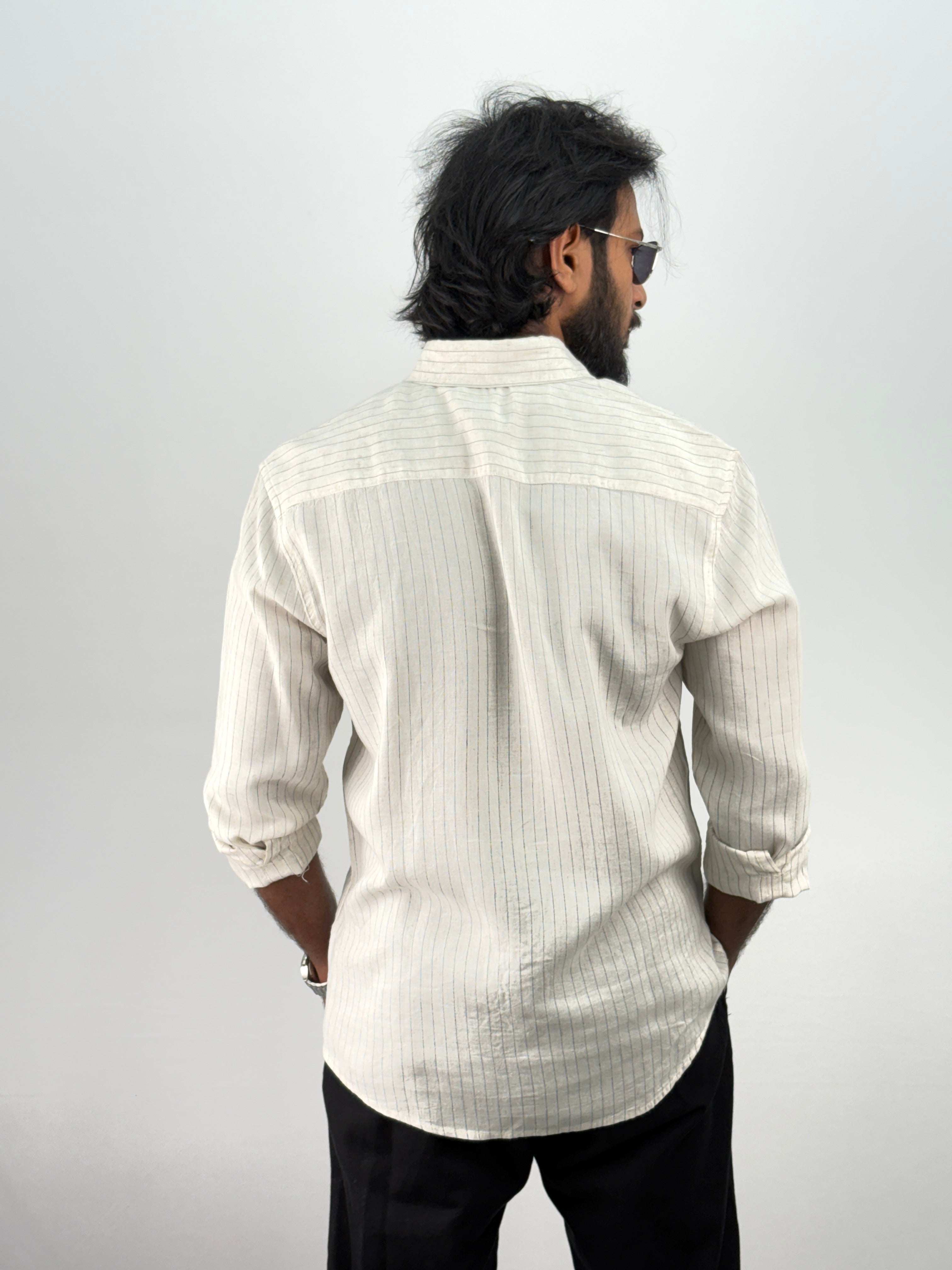 Beige Linen Stripe Shirt 1