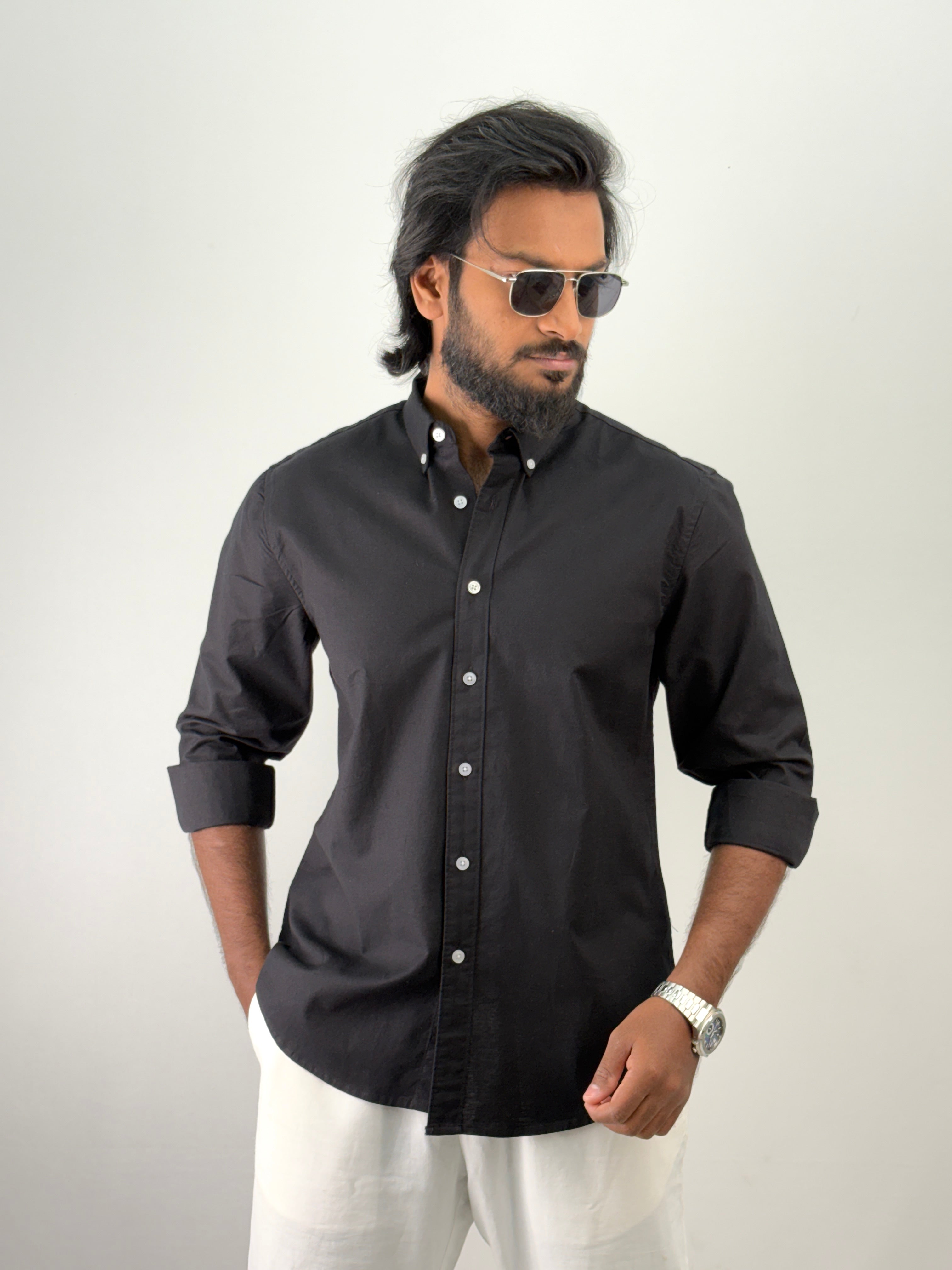 Black Elbow Patch Shirt