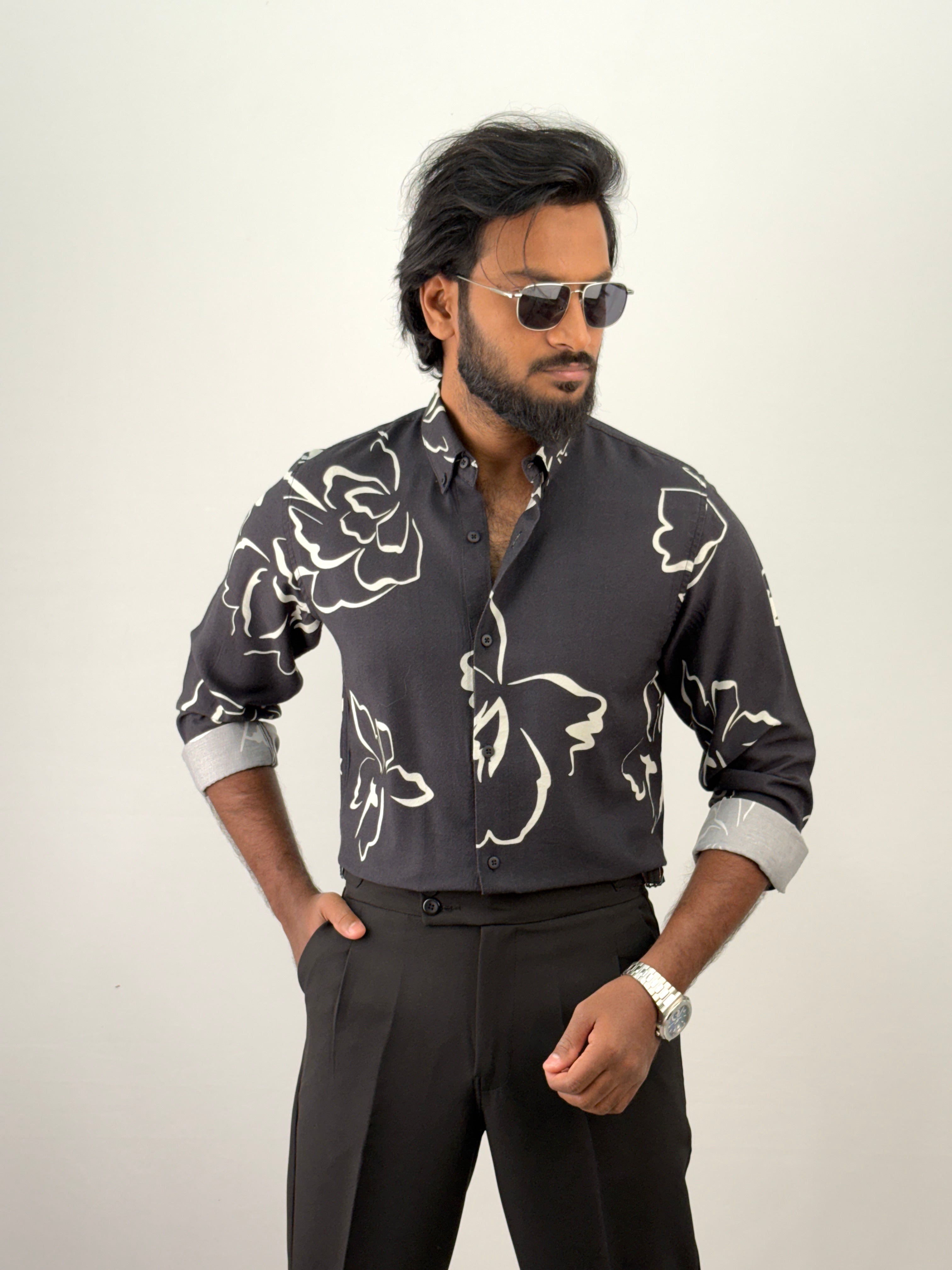 Black Abstract Printed Shirt