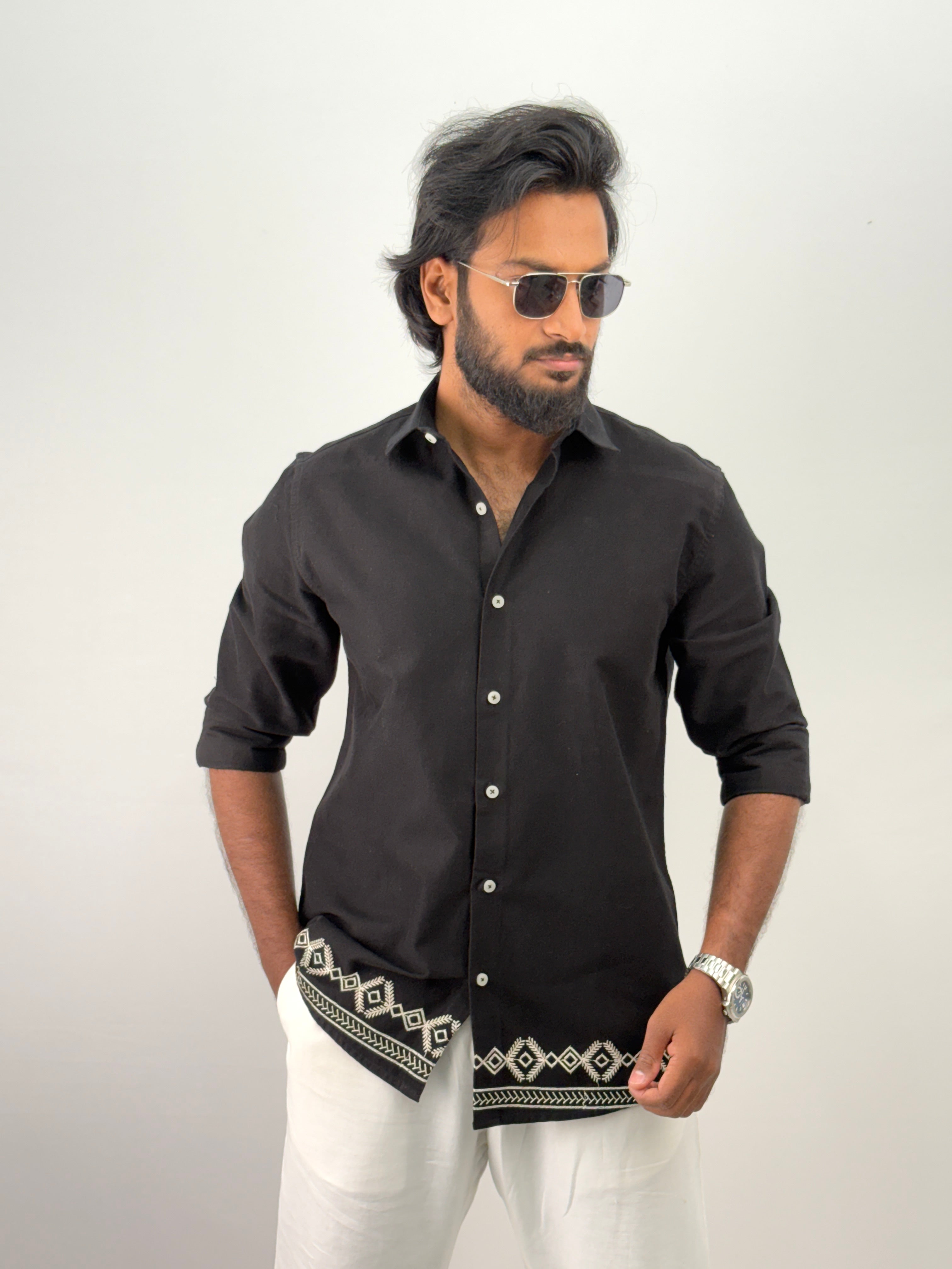 Black Bottom Embroidery Shirt 1