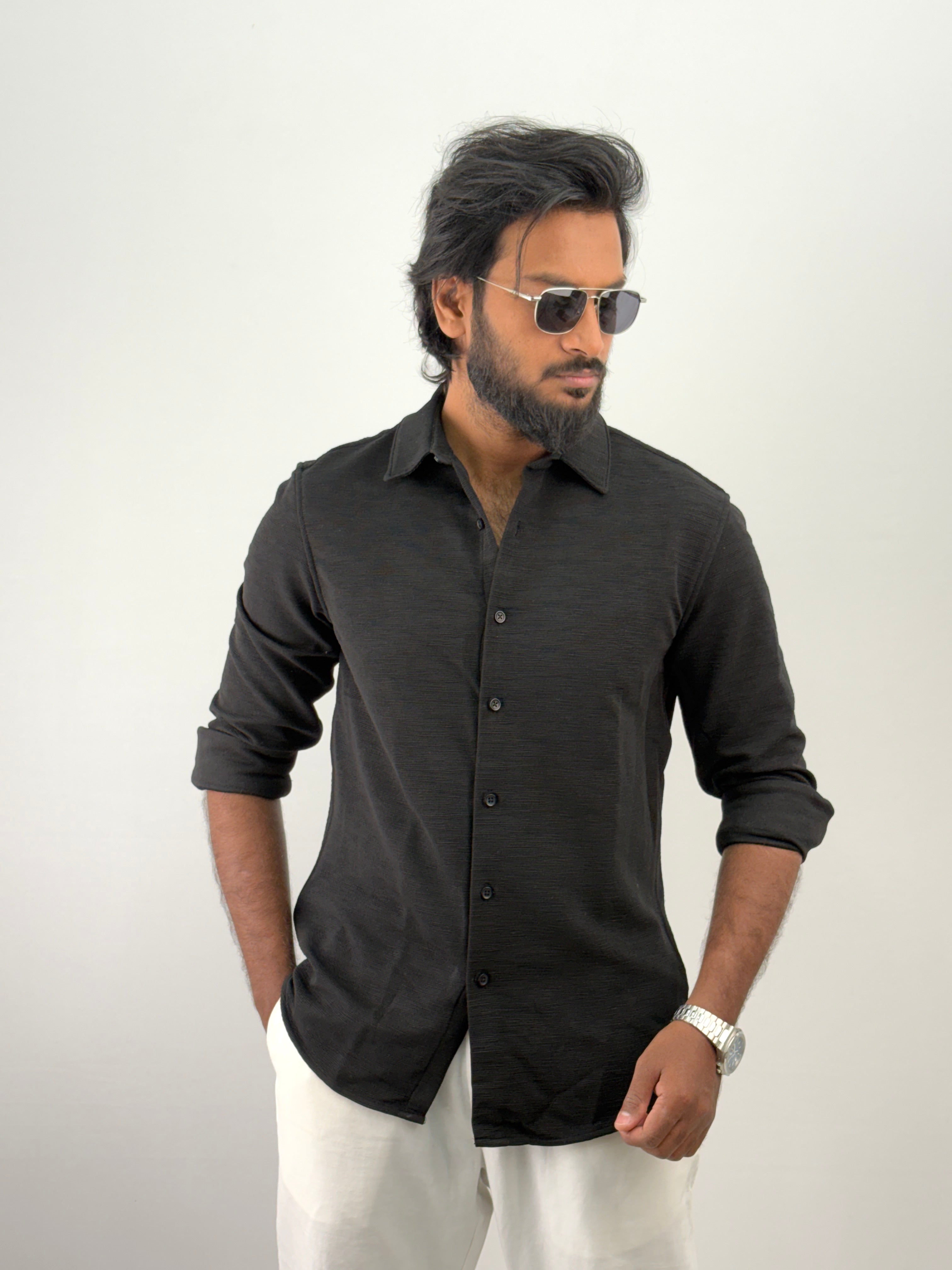 Black Textured Shirt