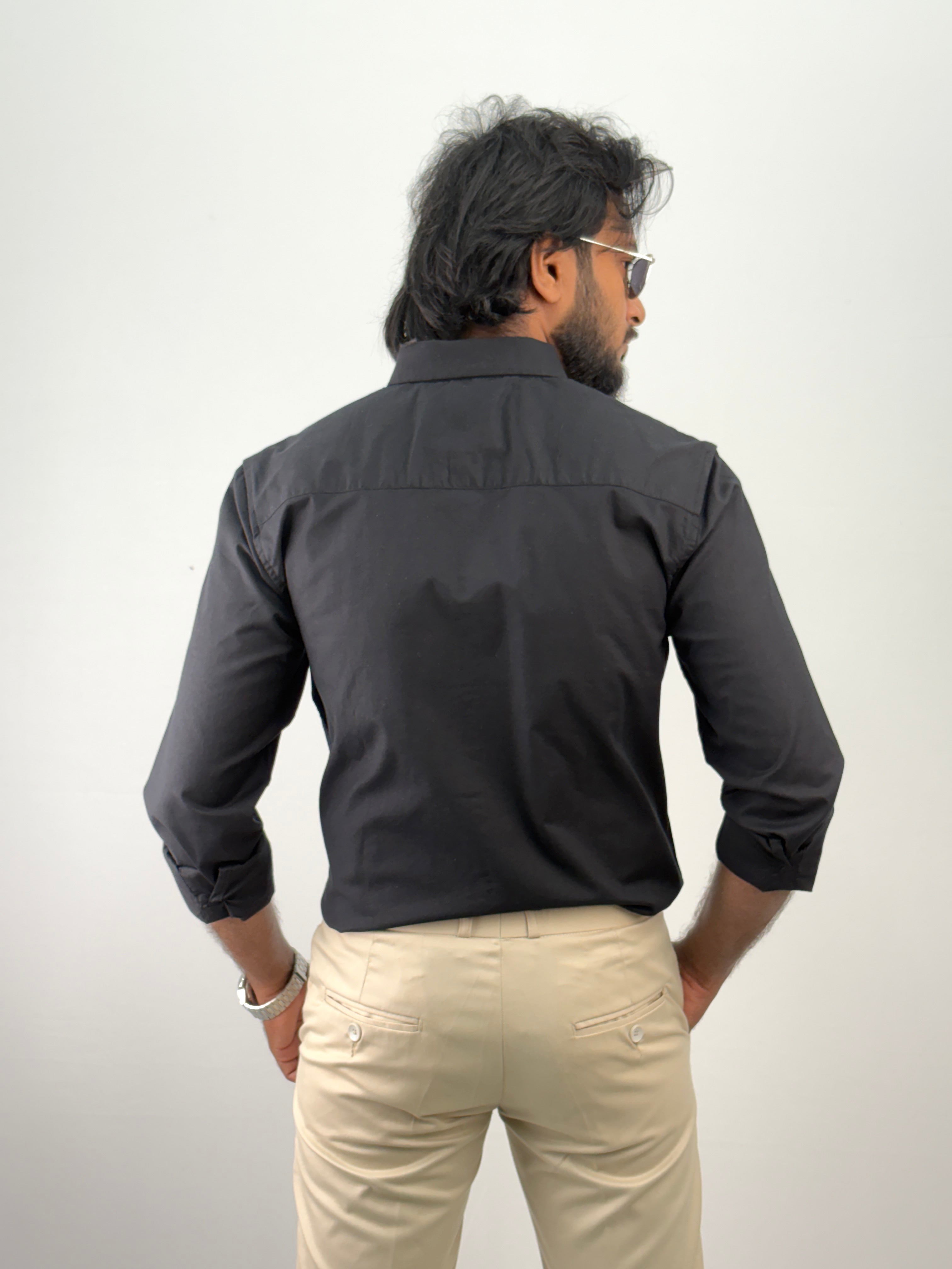 Black Plain Oxford Shirt 4