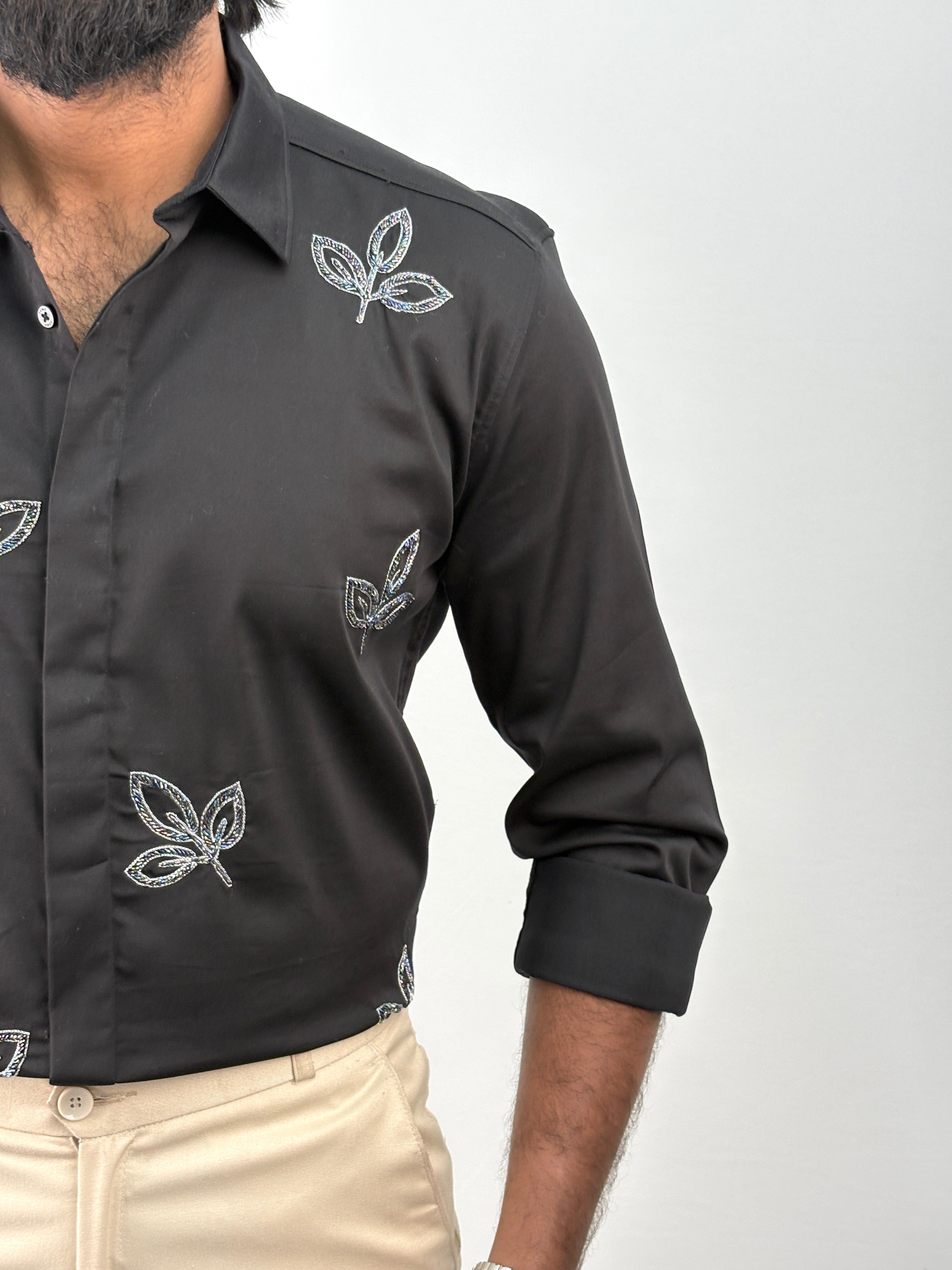 Black(2) Designer Stone Work Shirts 11