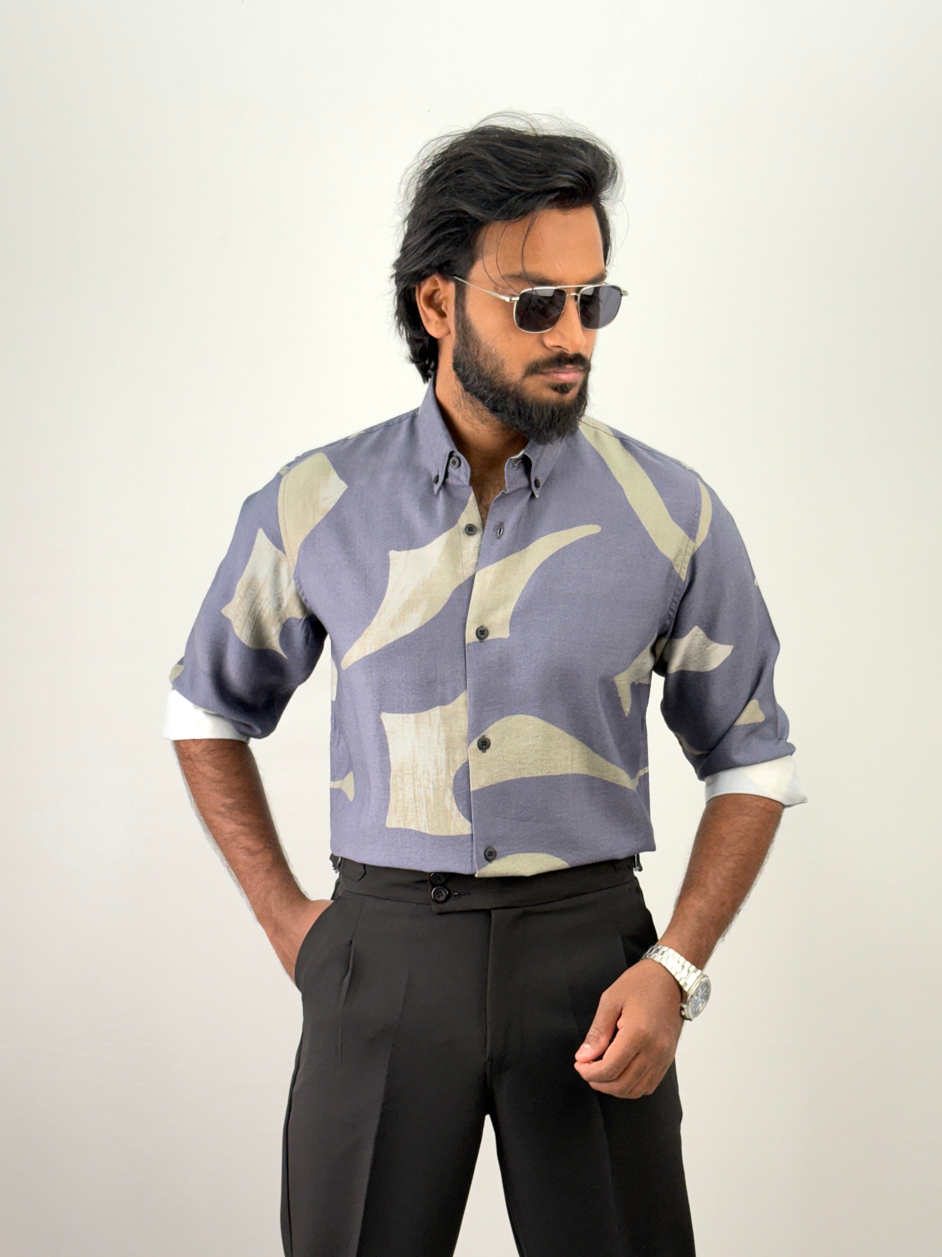 Blue Abstract Printed Shirt