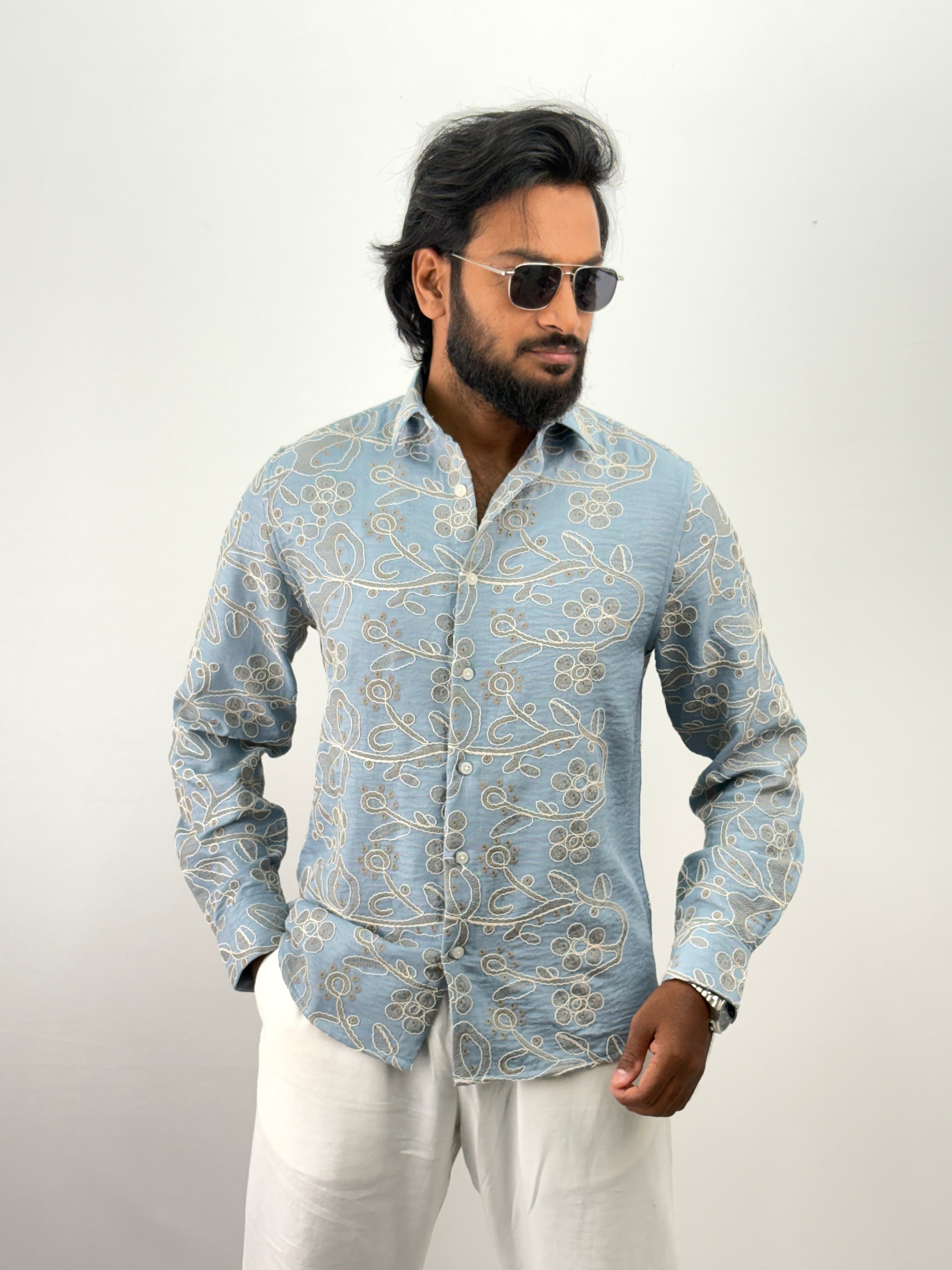 Blue Embroidery Shirt 14