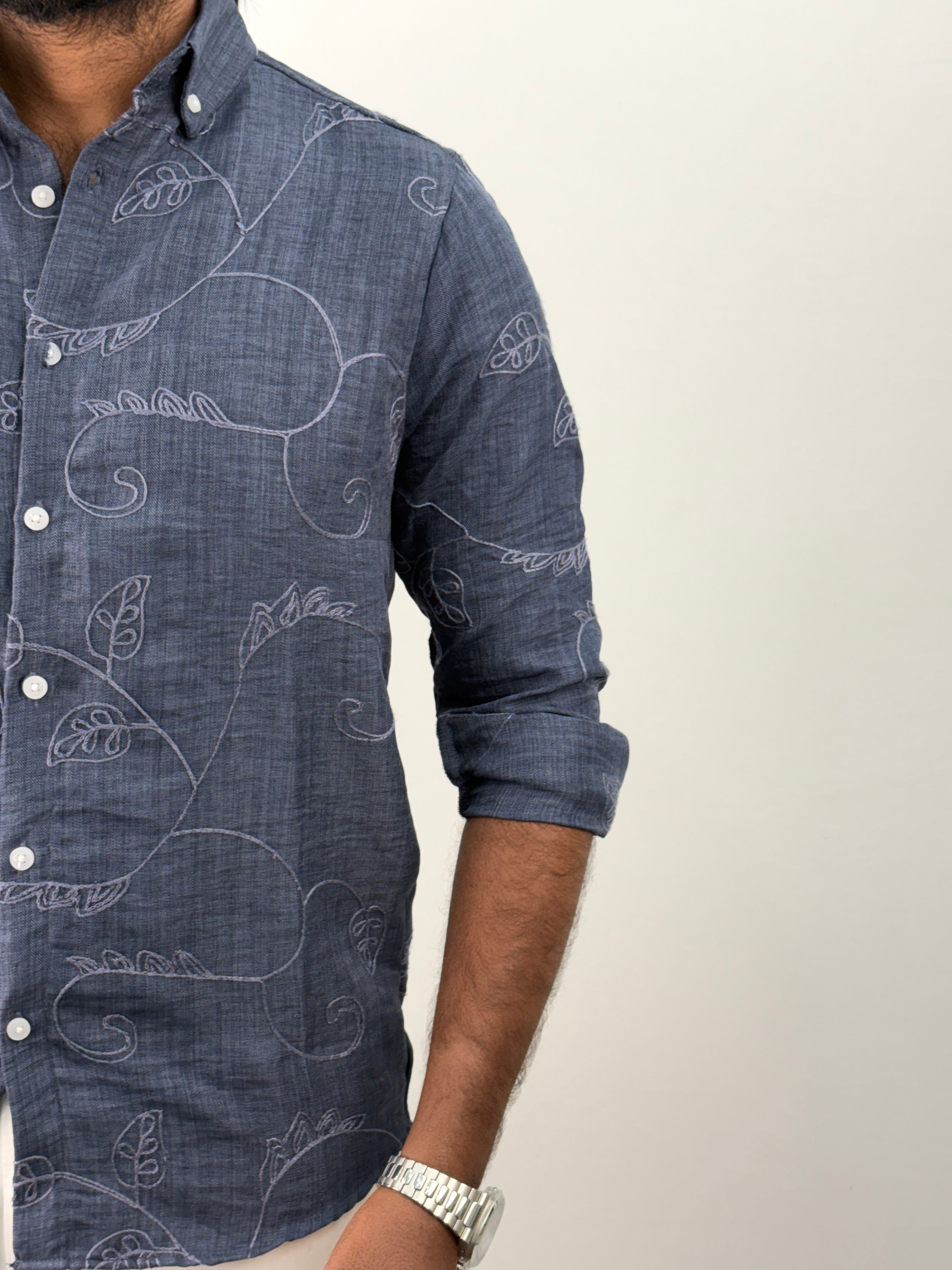 Blue Embroidery Shirt