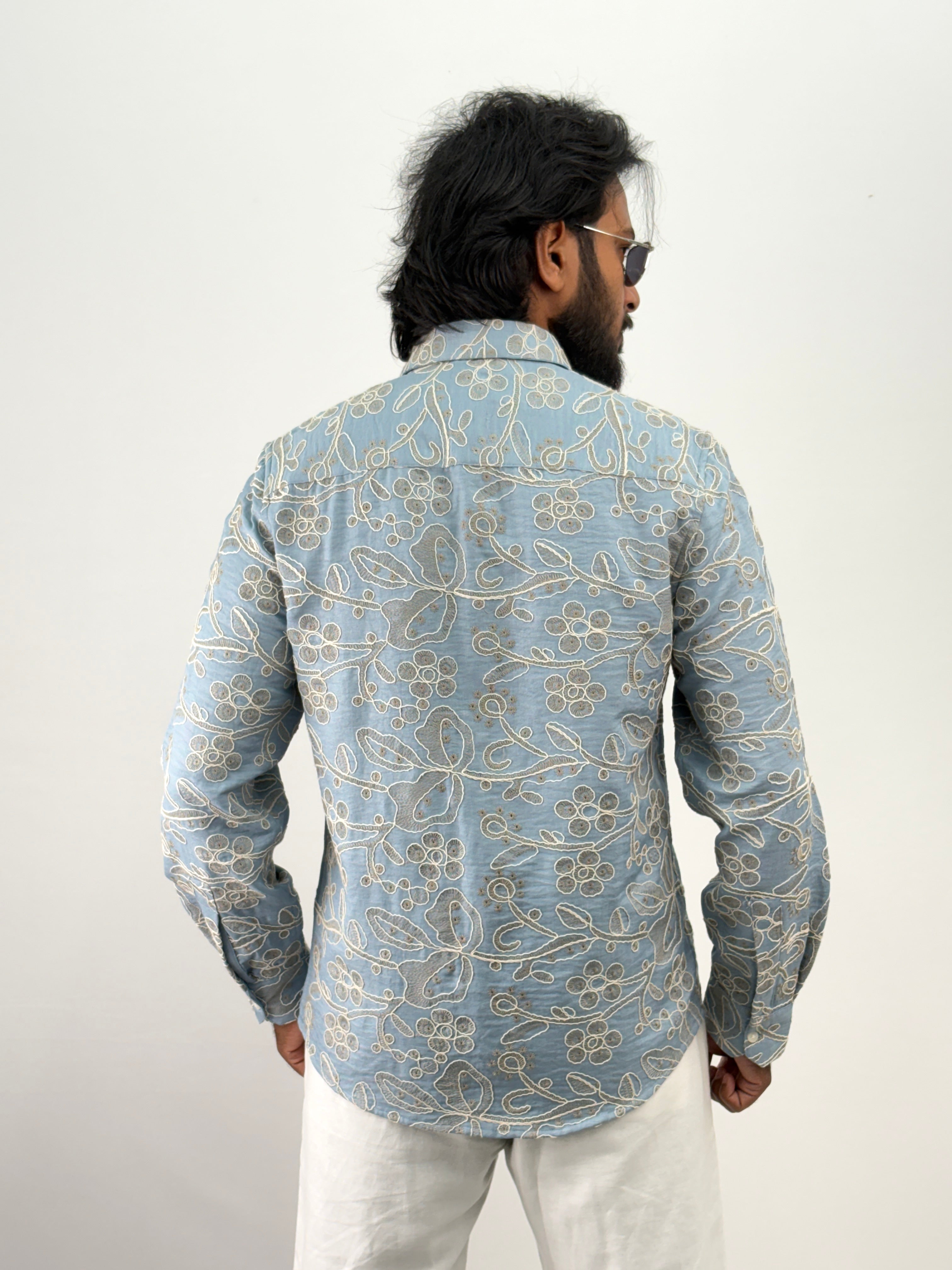 Blue Embroidery Shirt 14