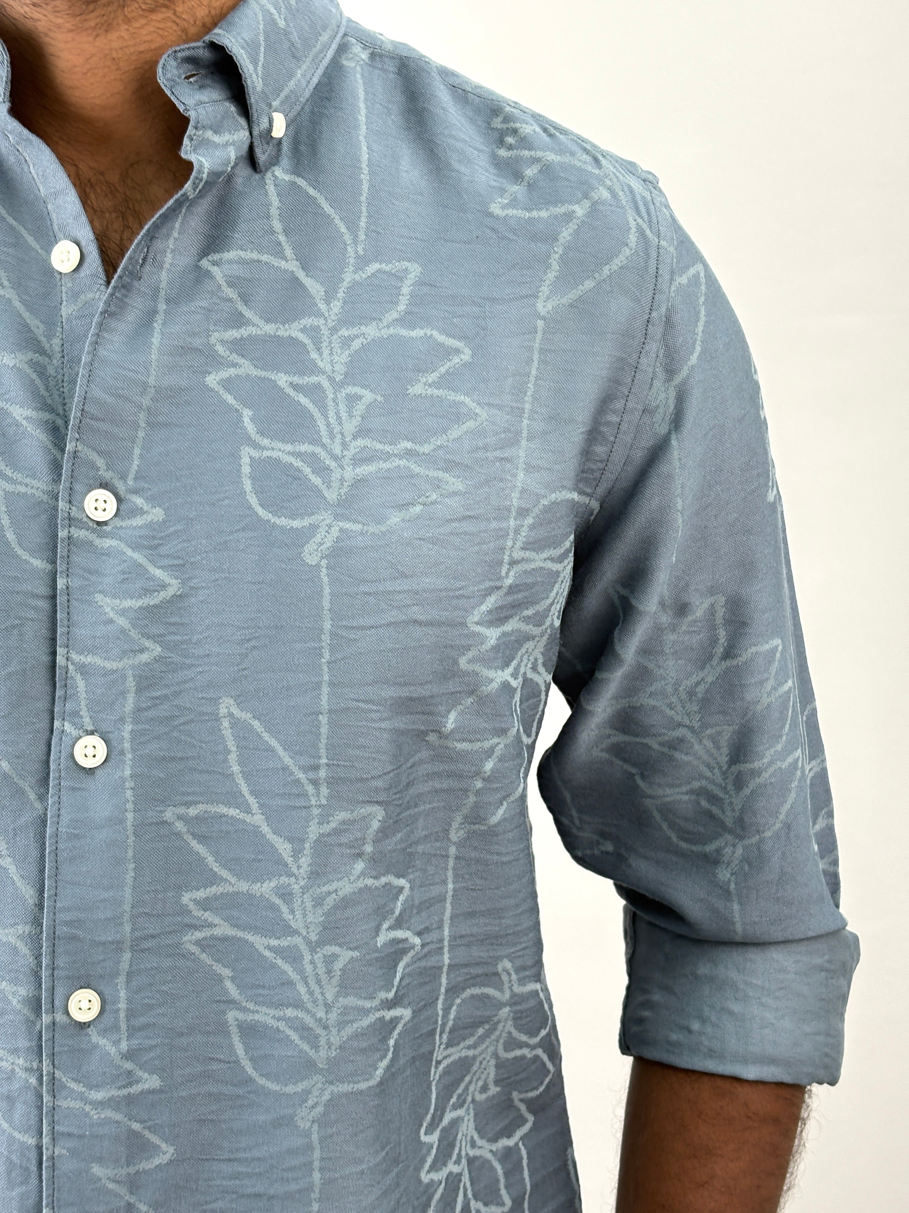 Blue Self Printed Shirt 1