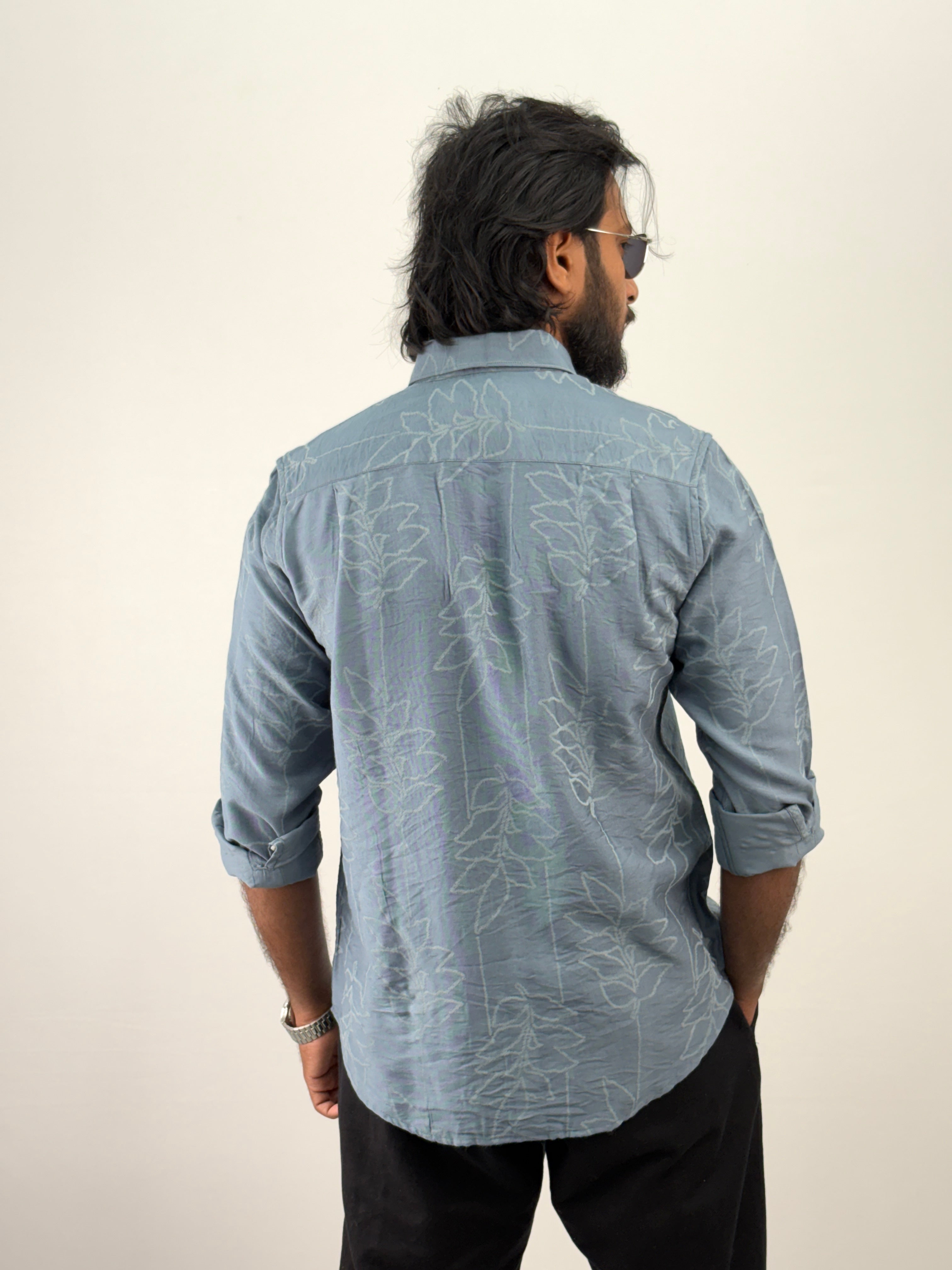 Blue Self Printed Shirt 1