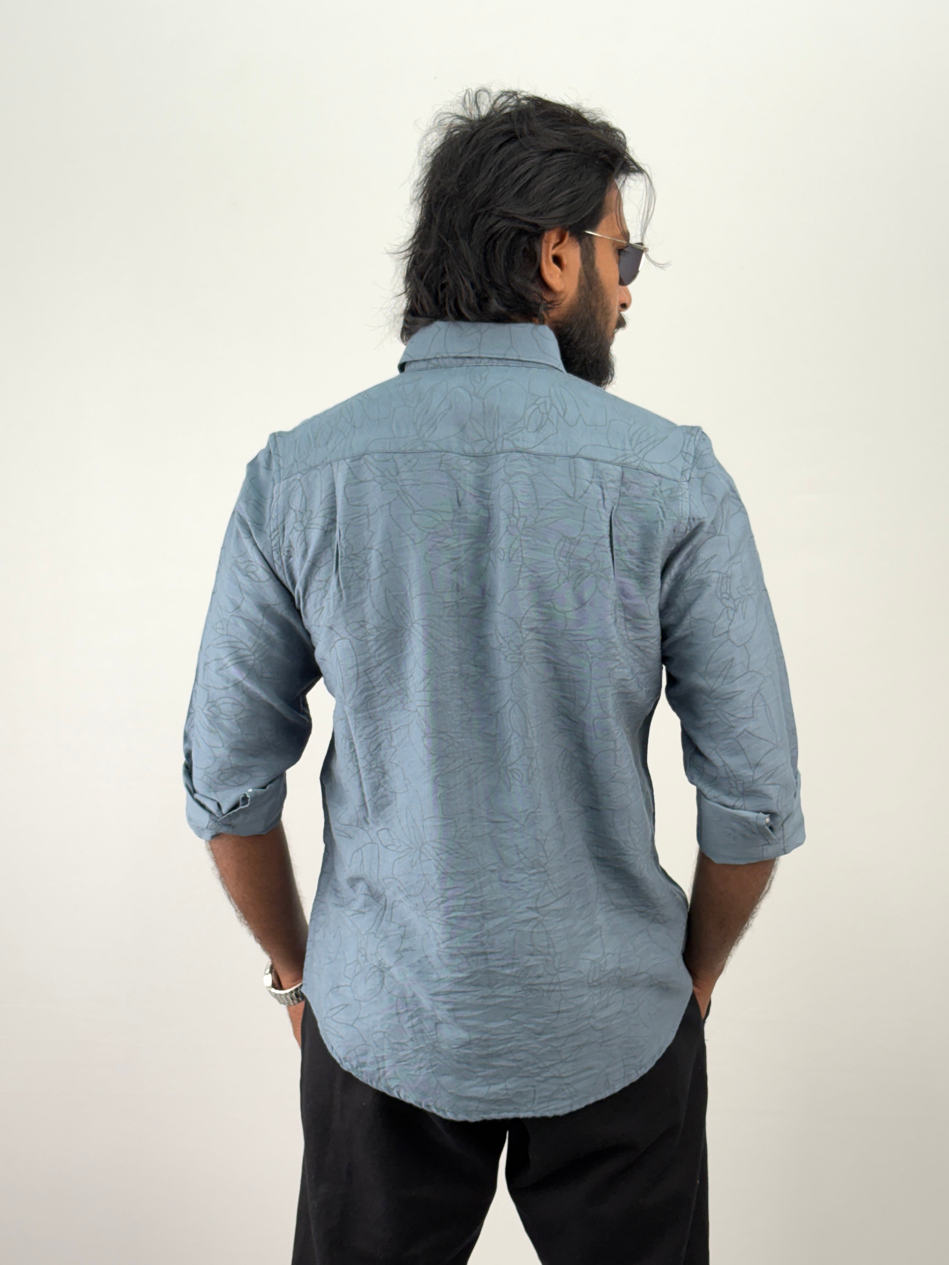 Blue Self Printed Shirt 2
