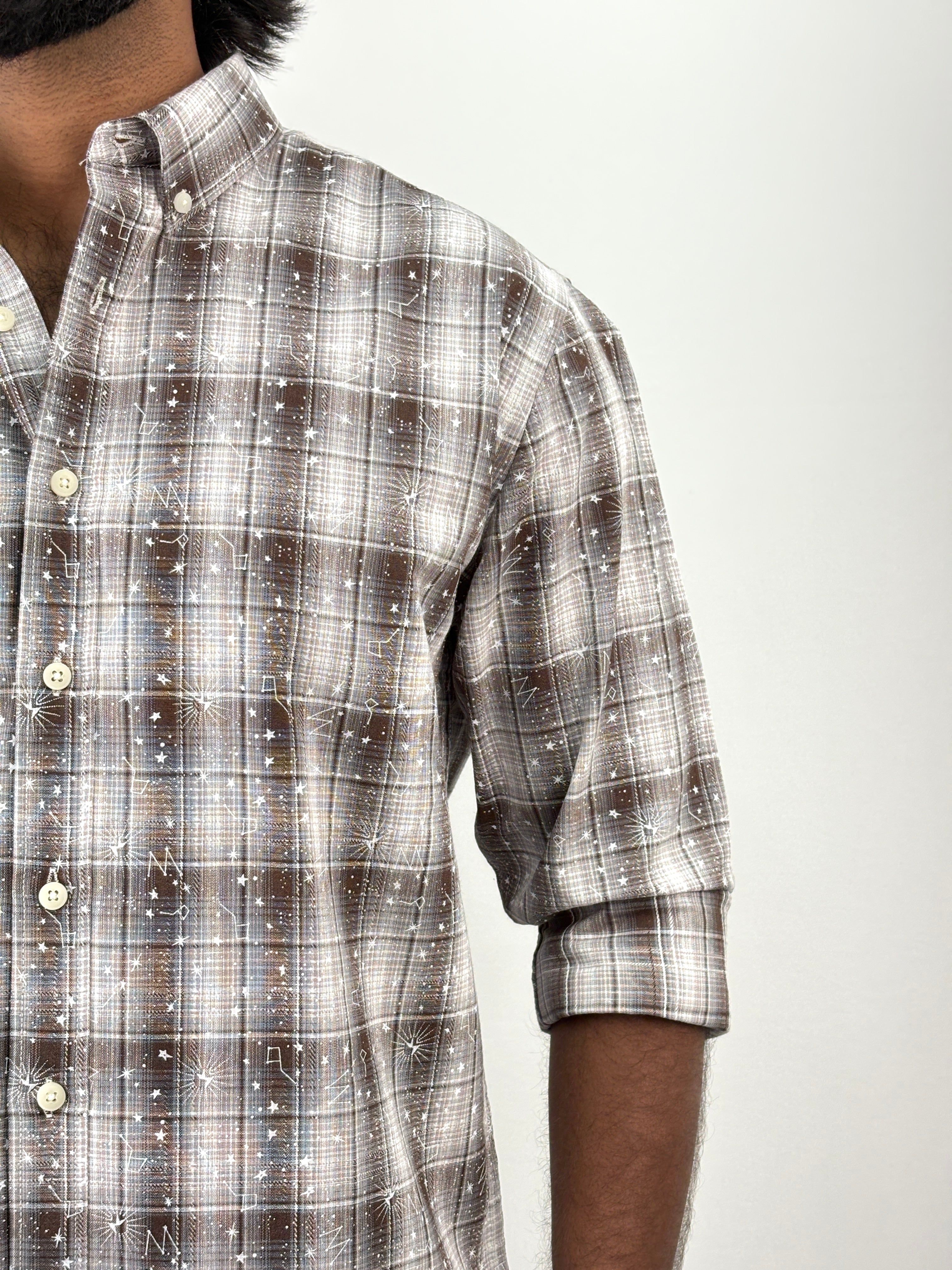 Brown Flannel Printed Shirt