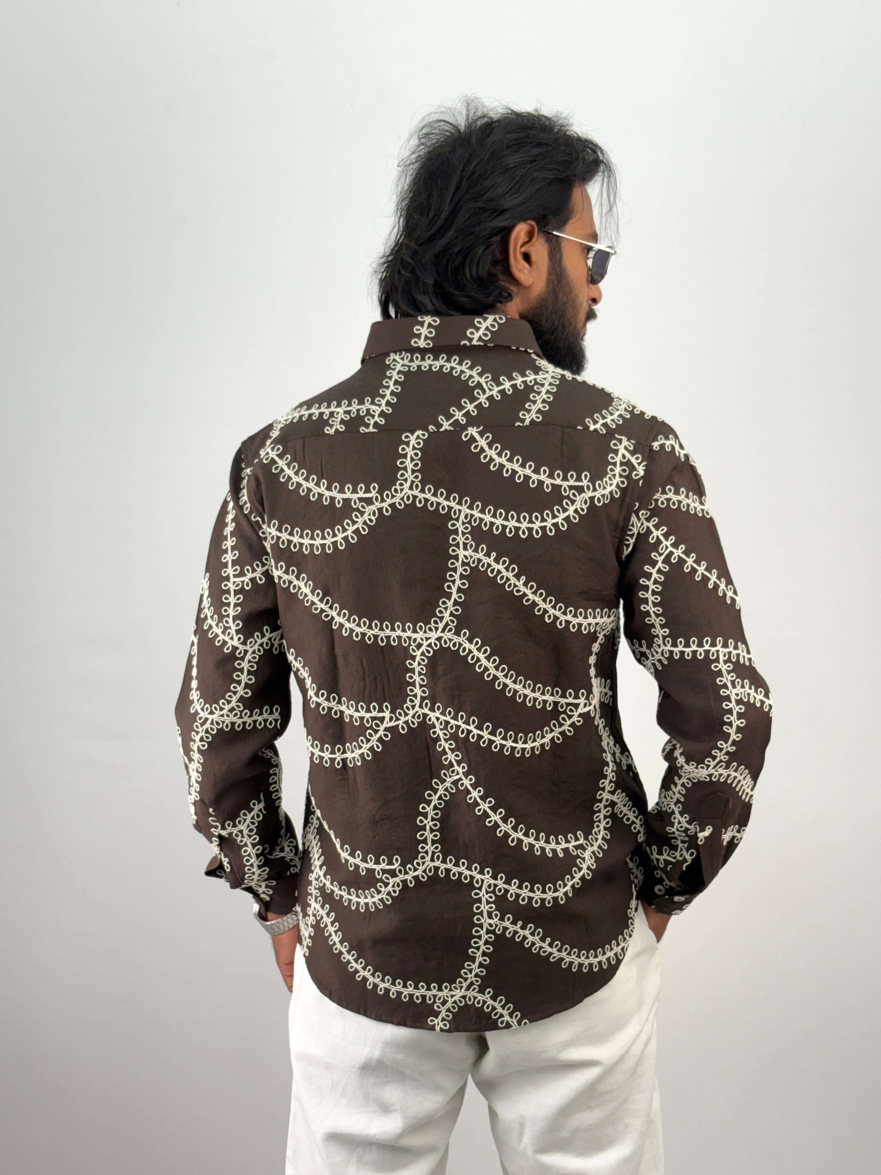 Brown Embroidery Shirt