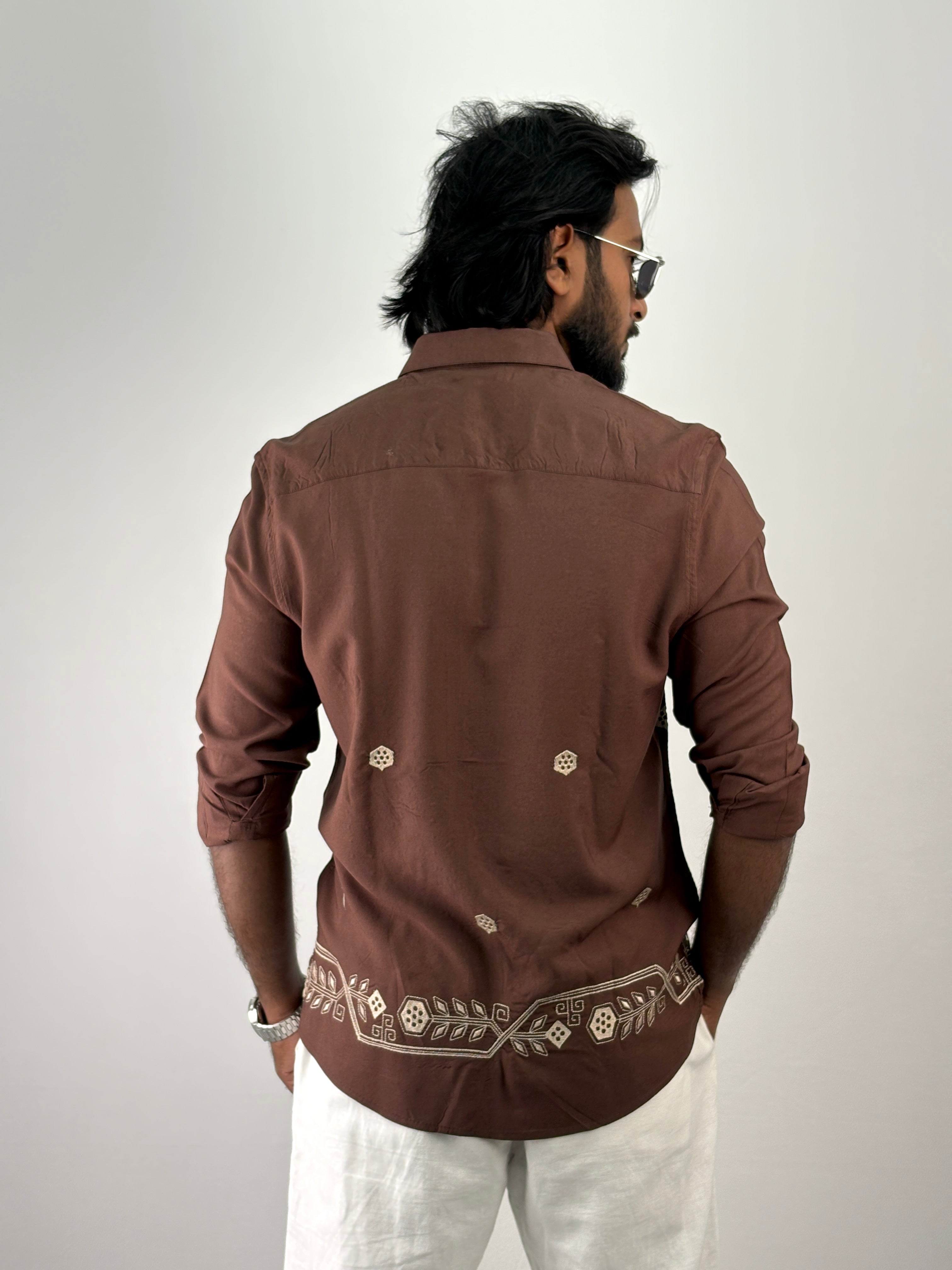 Brown Embroidery Shirt