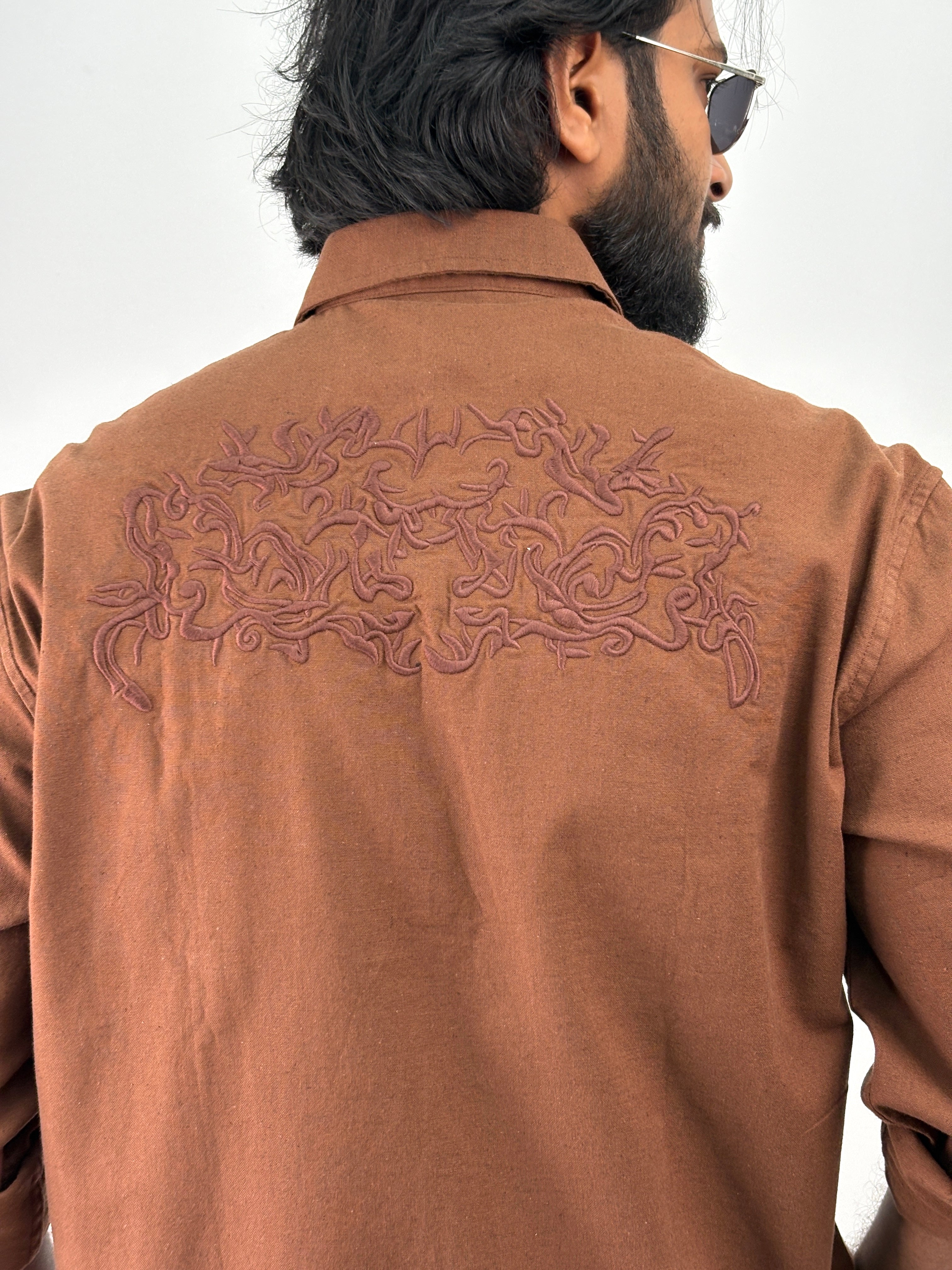 Brown Back Embroidery Shirt