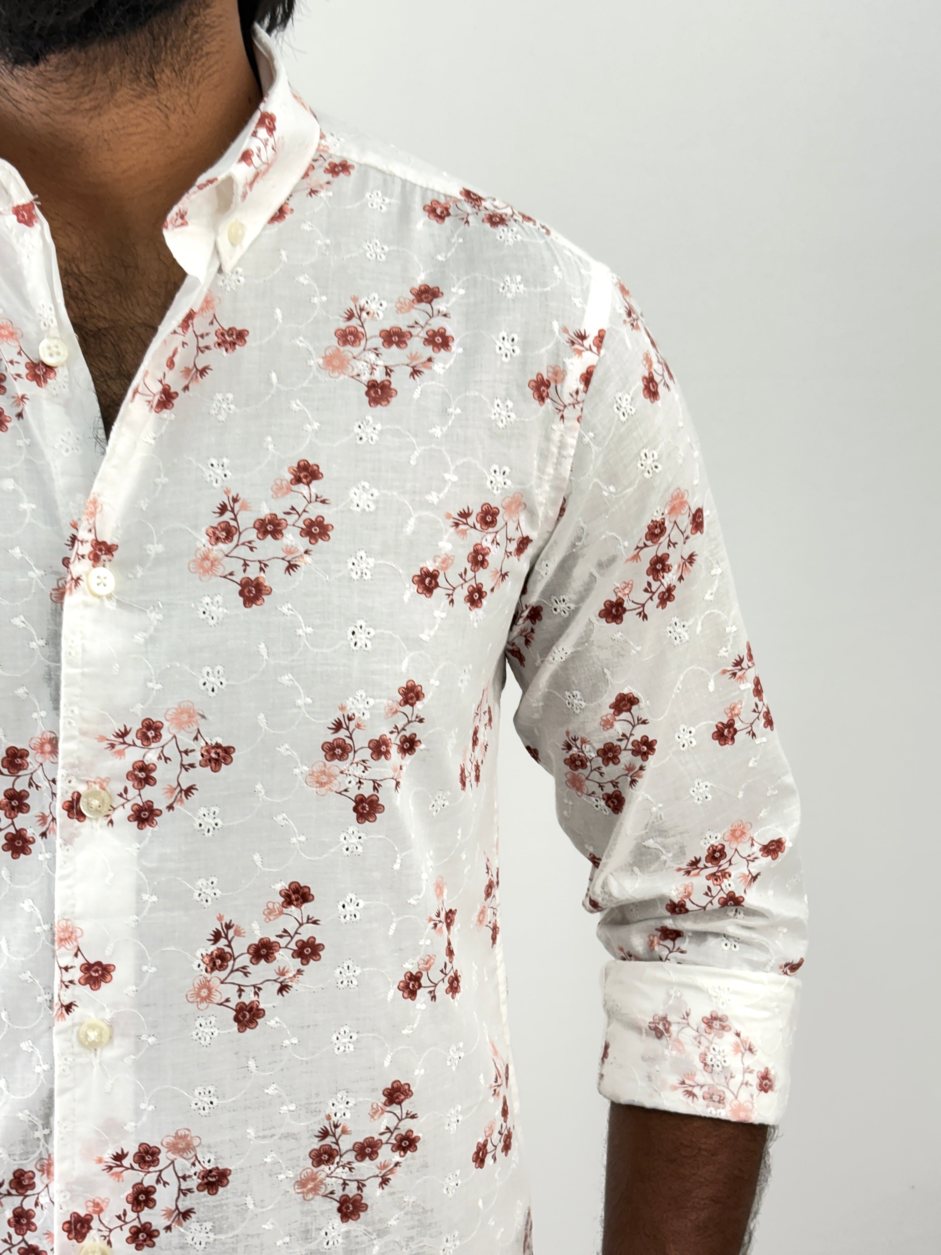 Cherry Embroidery Printed Shirt