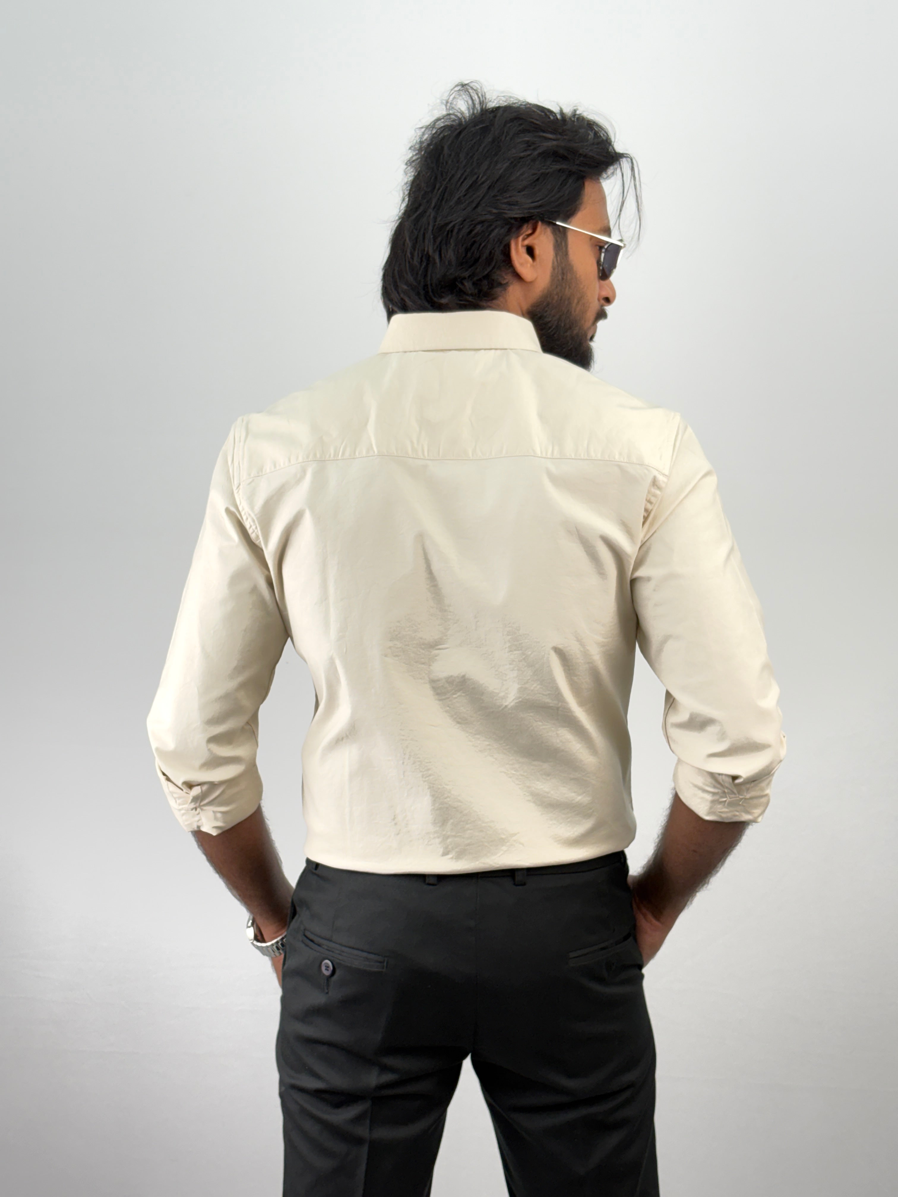 Cream Plain Oxford Shirt 4