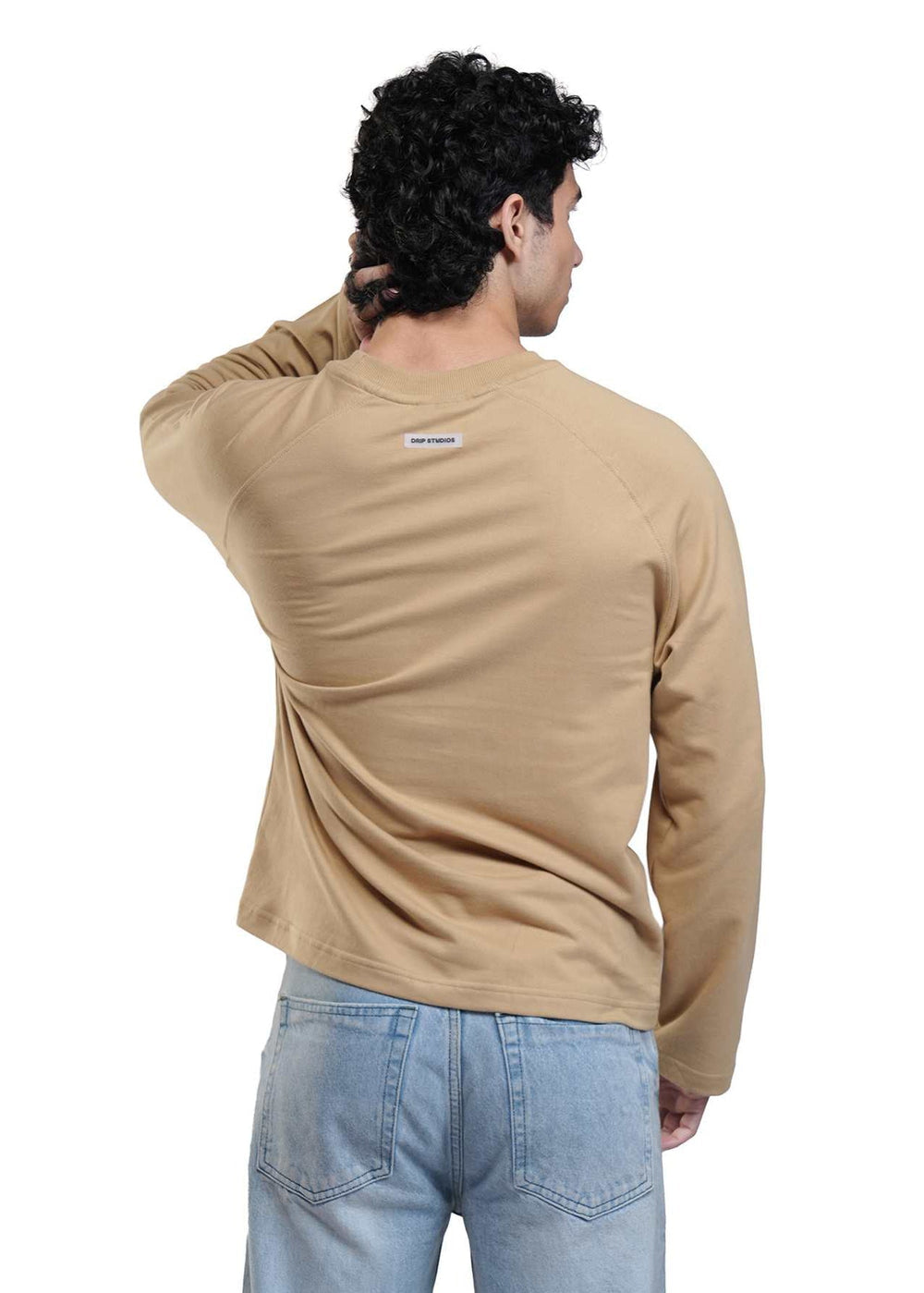 Beige Cropped Raglan Tee