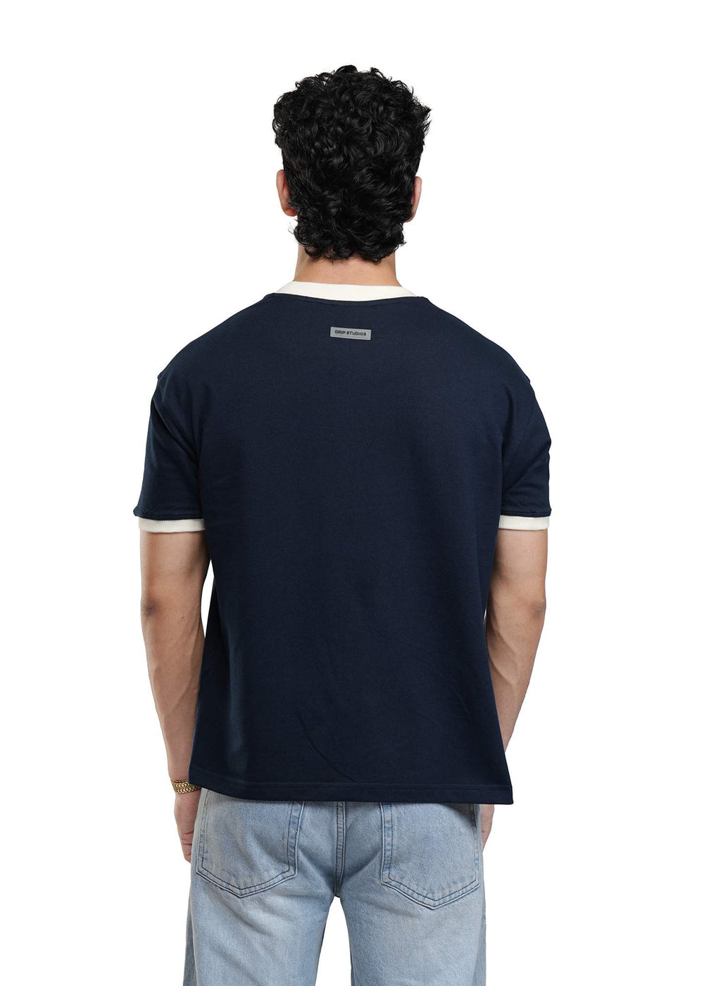 Navy Cropped Ringer T-shirt