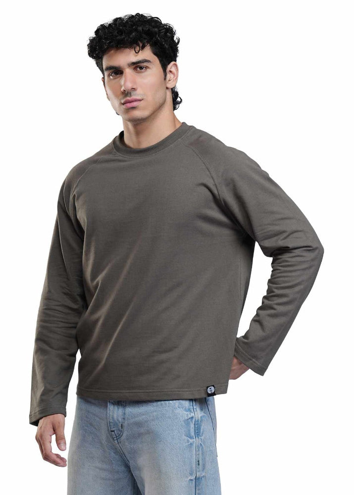 Grey Cropped Raglan Tee
