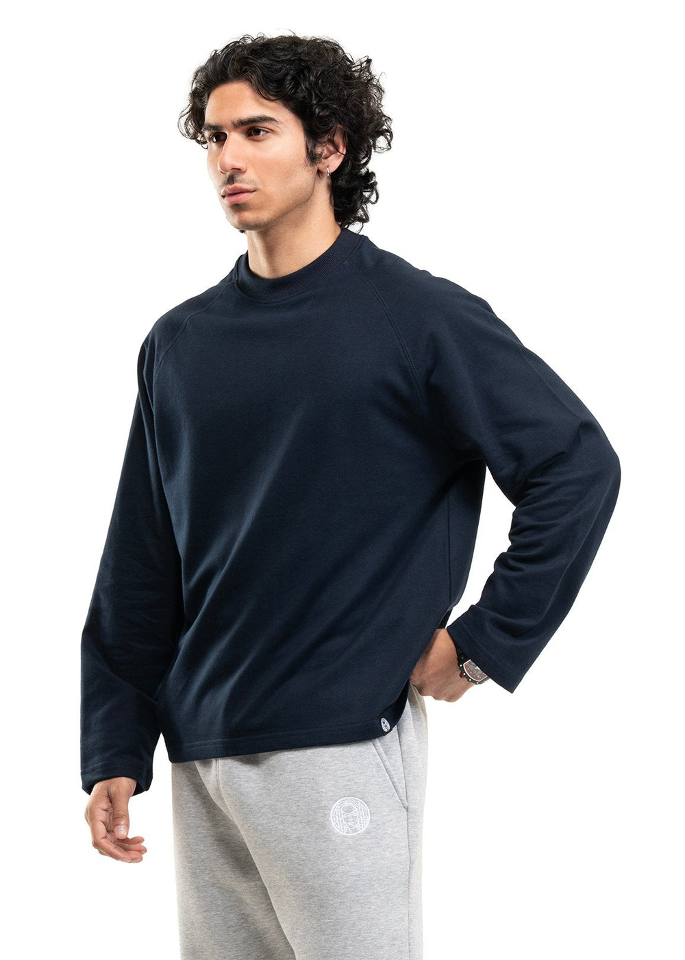 Navy Cropped Raglan Tee