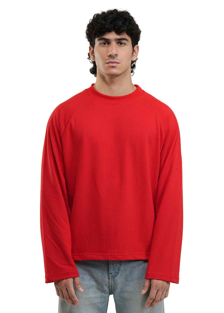 True Red Cropped Raglan Tee