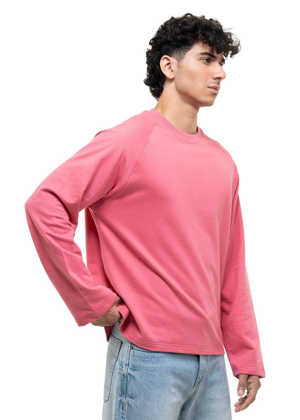 Muted Rose Pink Cropped Raglan Tee
