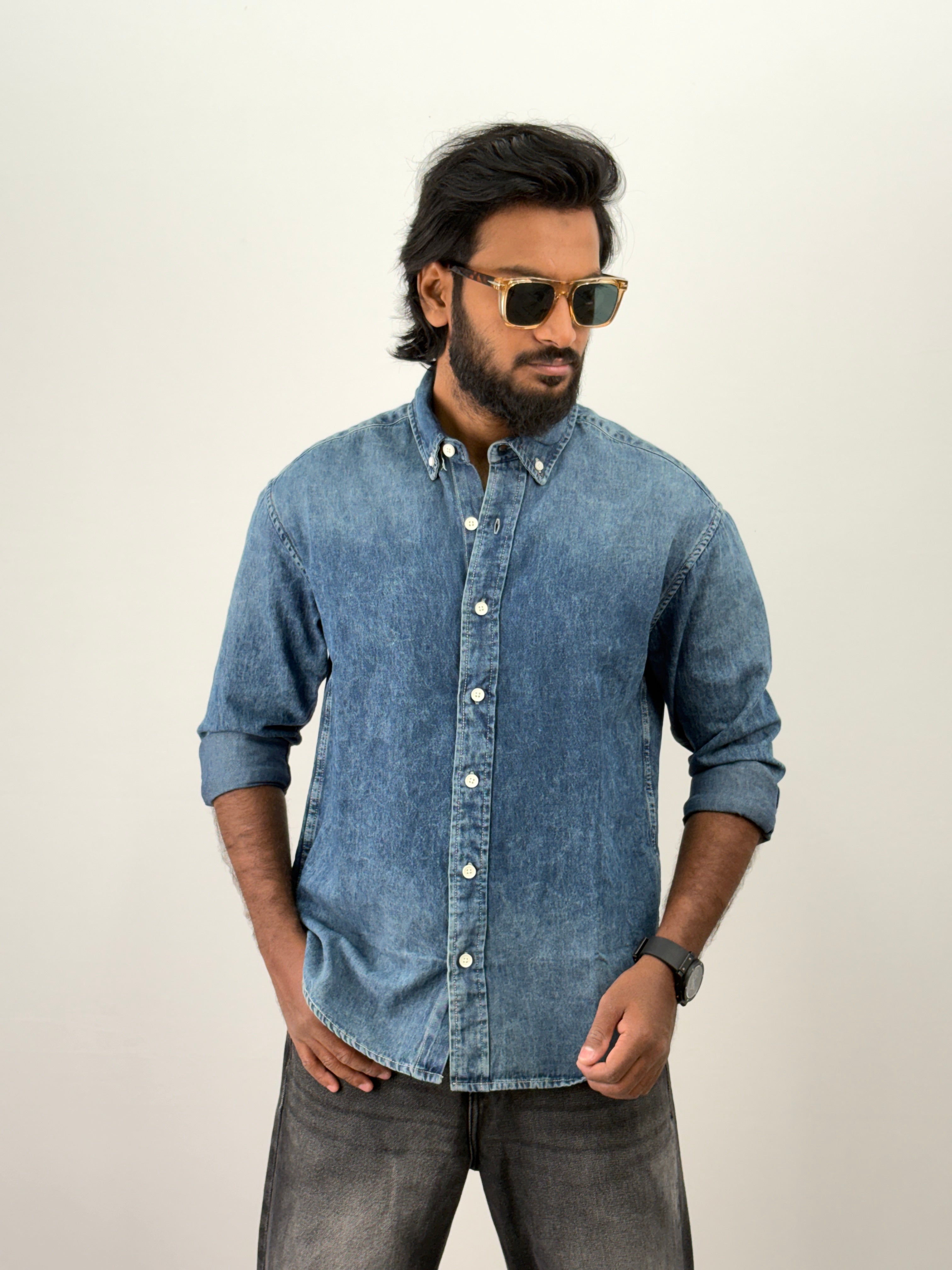 Dark Blue Denim Shirt 1