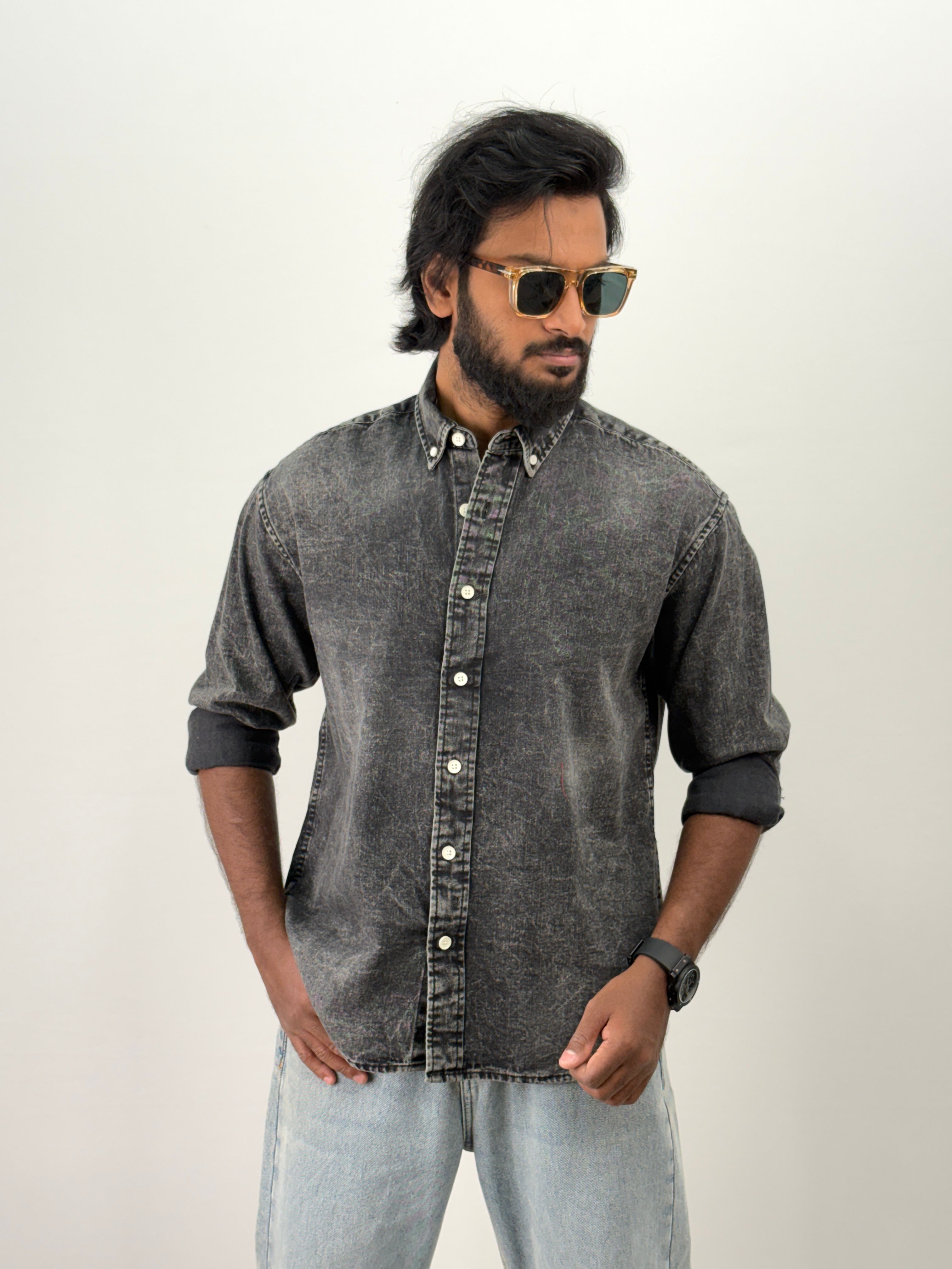 Dark Grey Denim Shirt 1