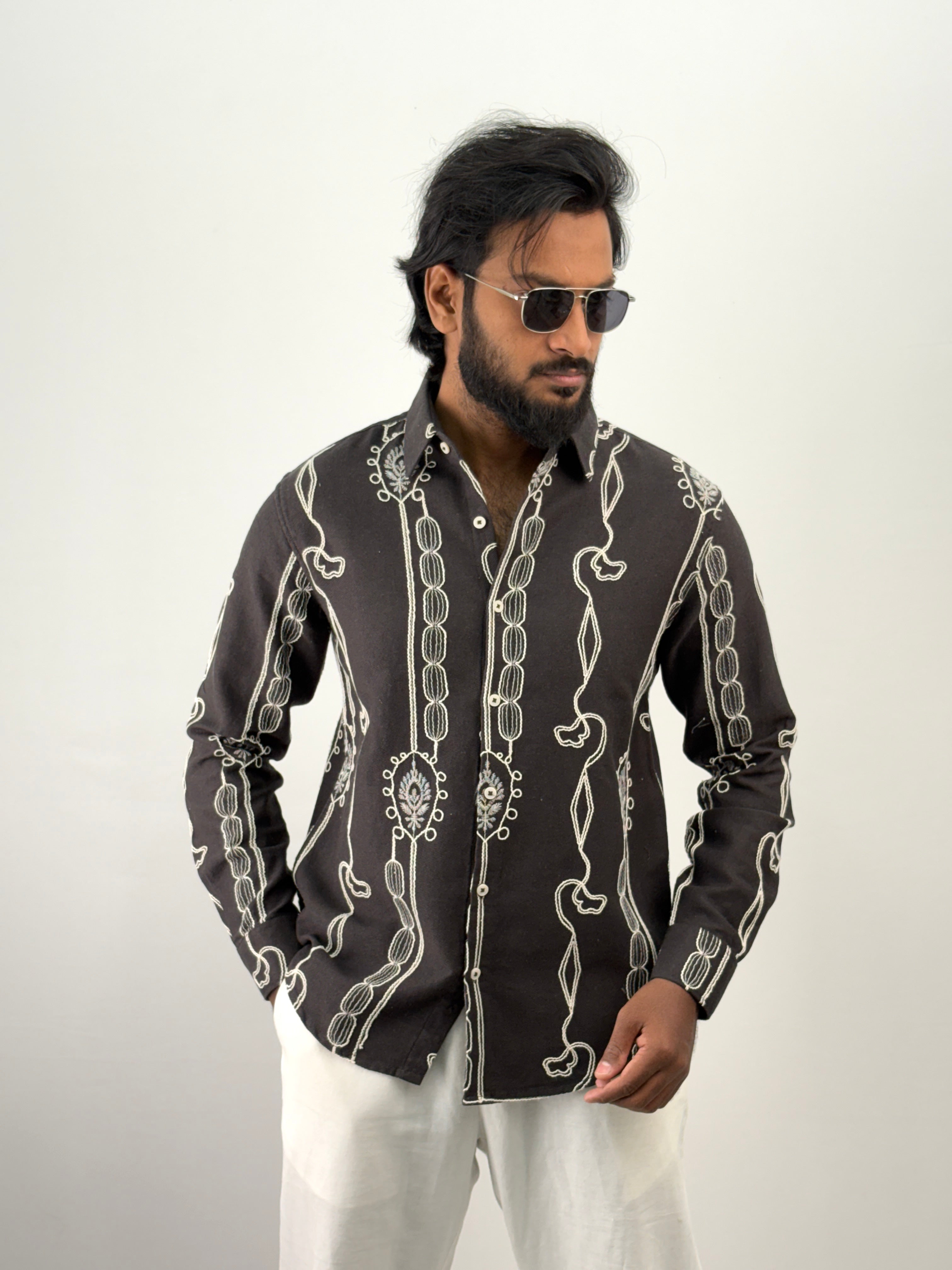 Dark Grey Embroidery Shirt