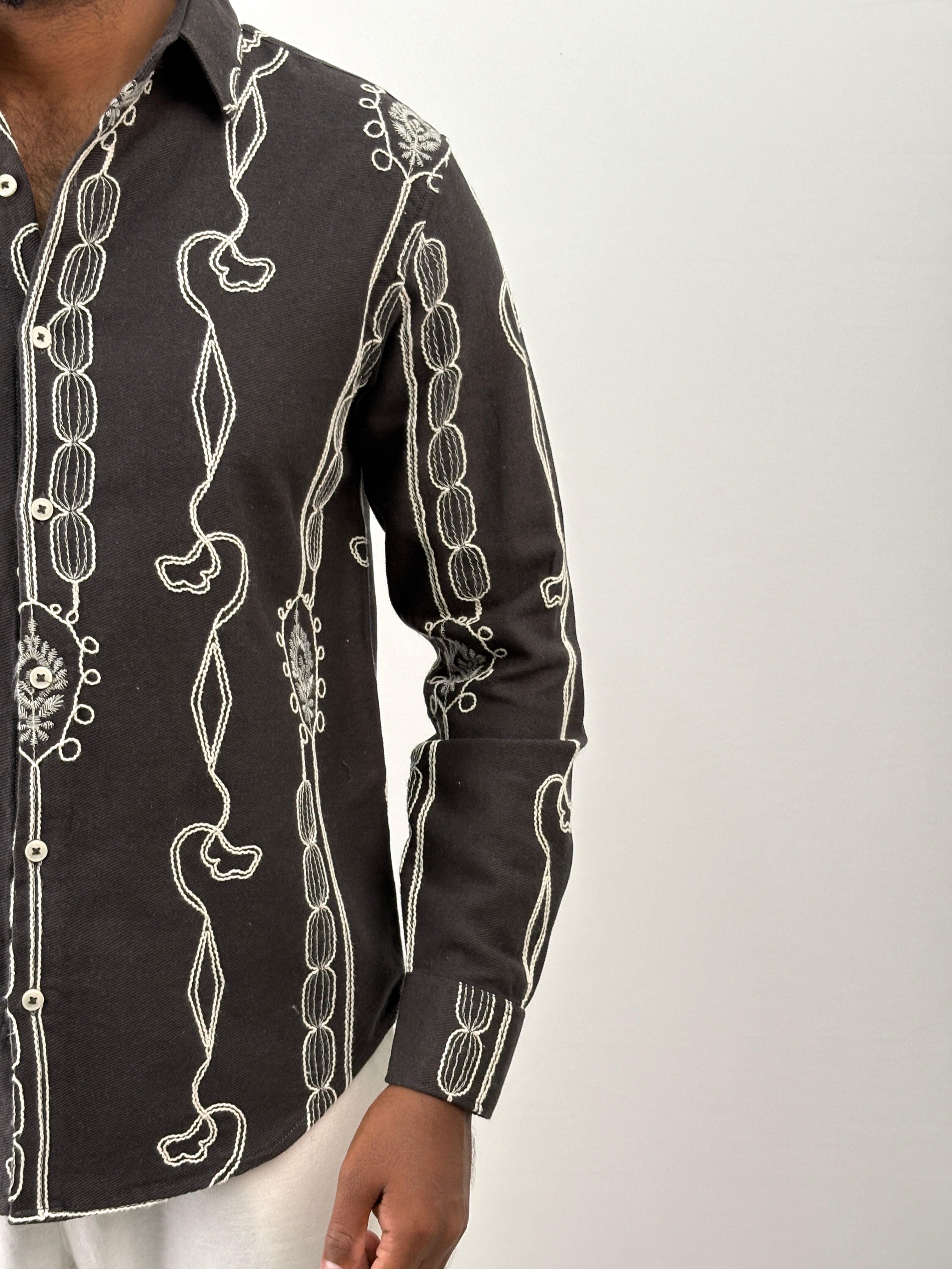 Dark Grey Embroidery Shirt