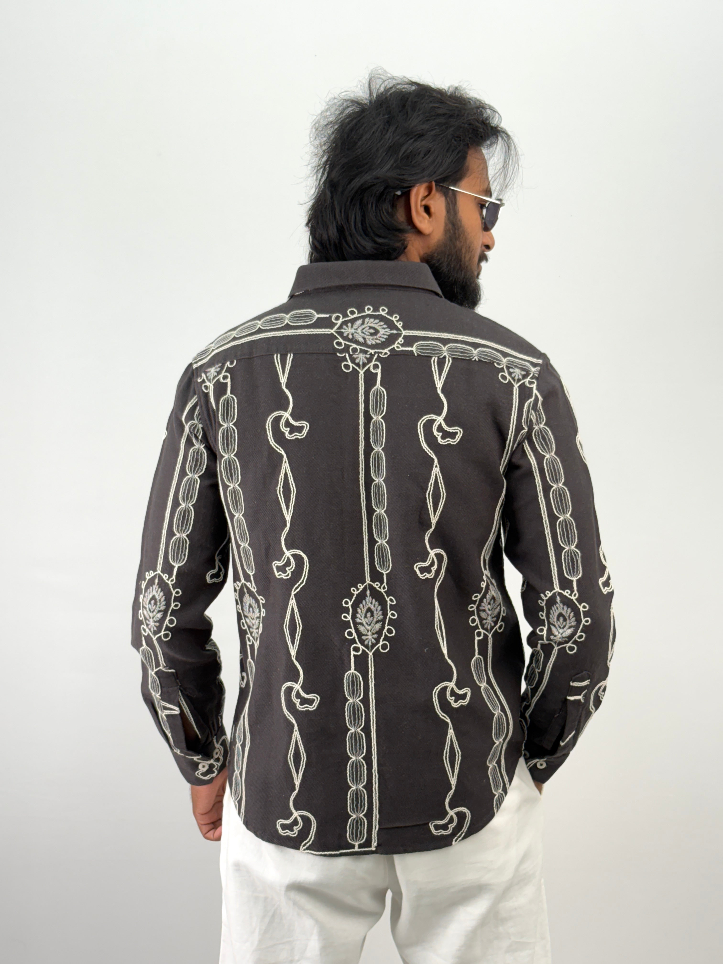 Dark Grey Embroidery Shirt