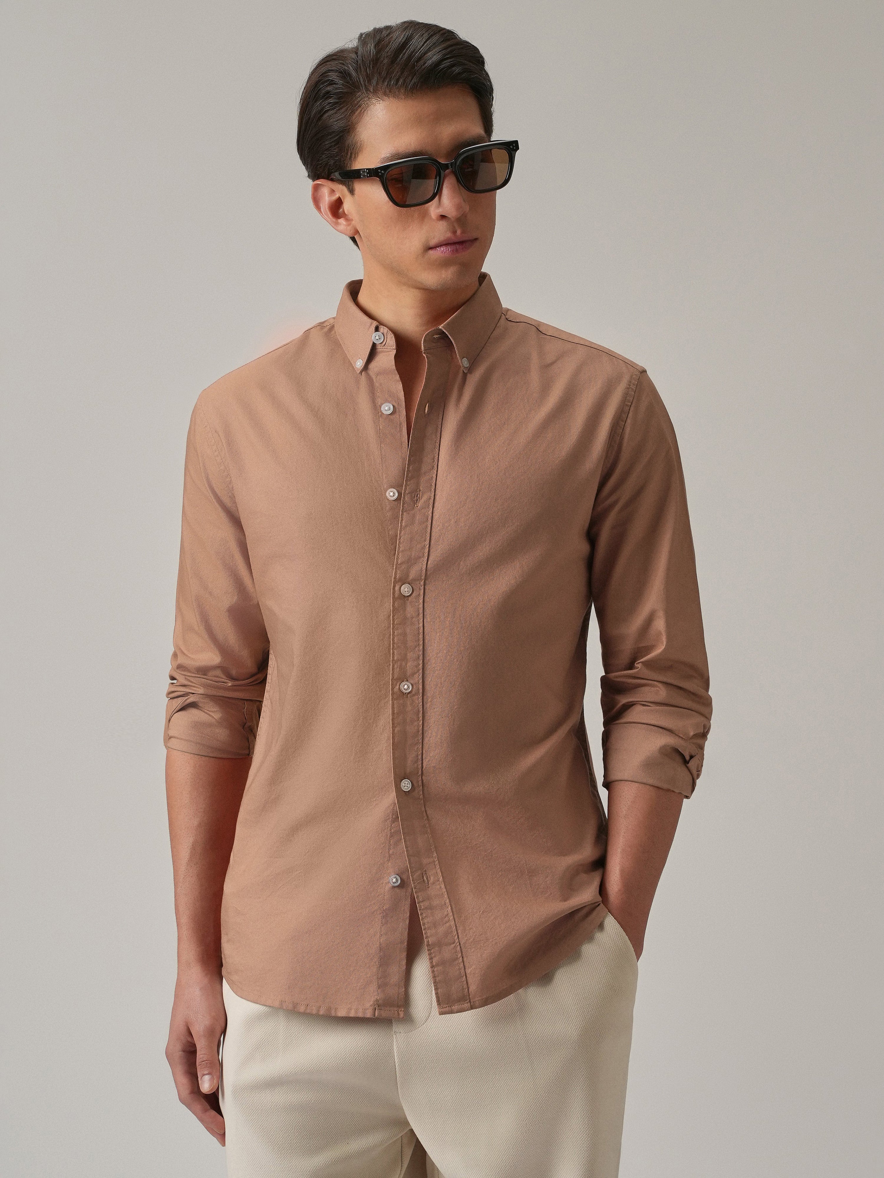 Fawn Plain Elbow Patch Shirt