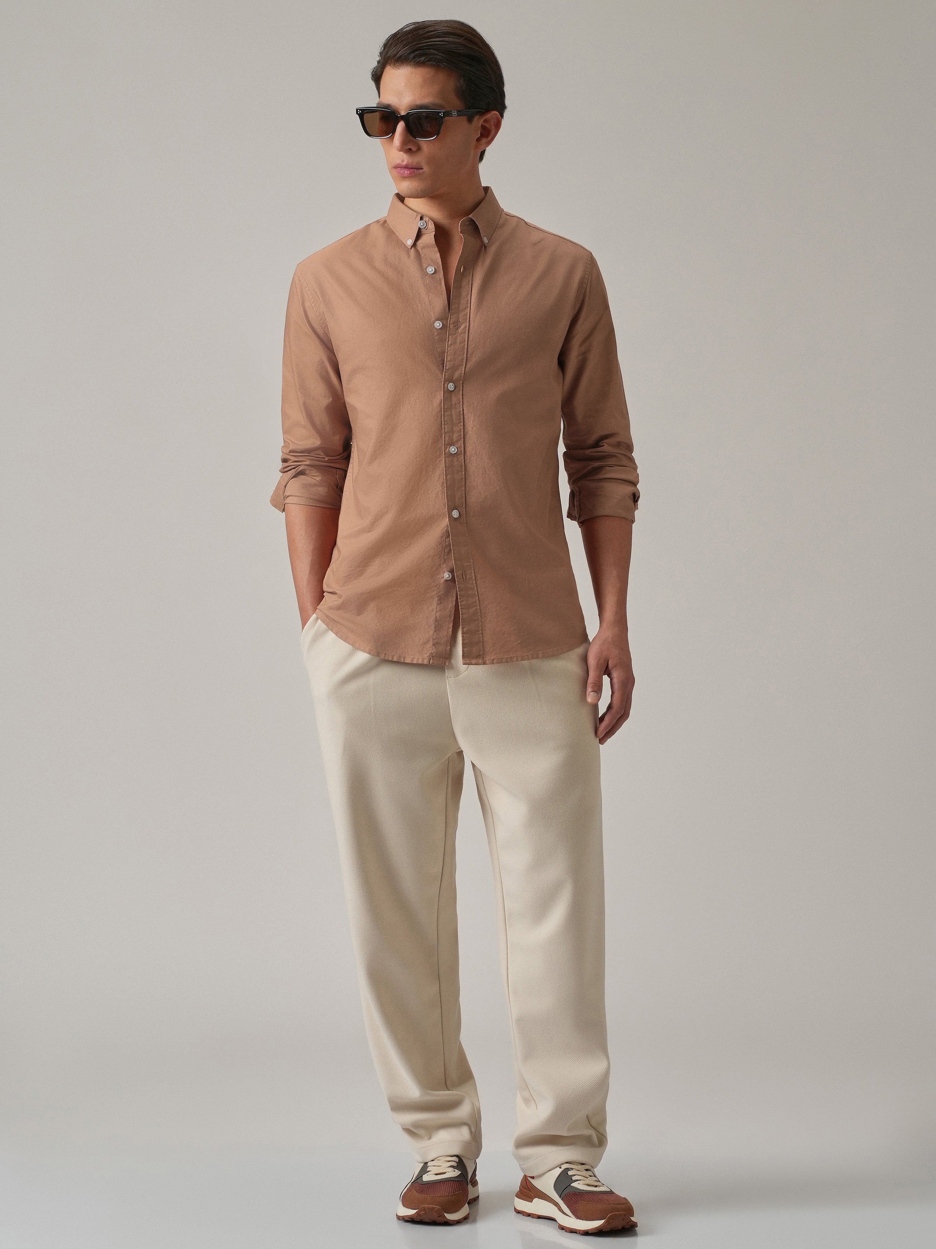 Fawn Plain Elbow Patch Shirt
