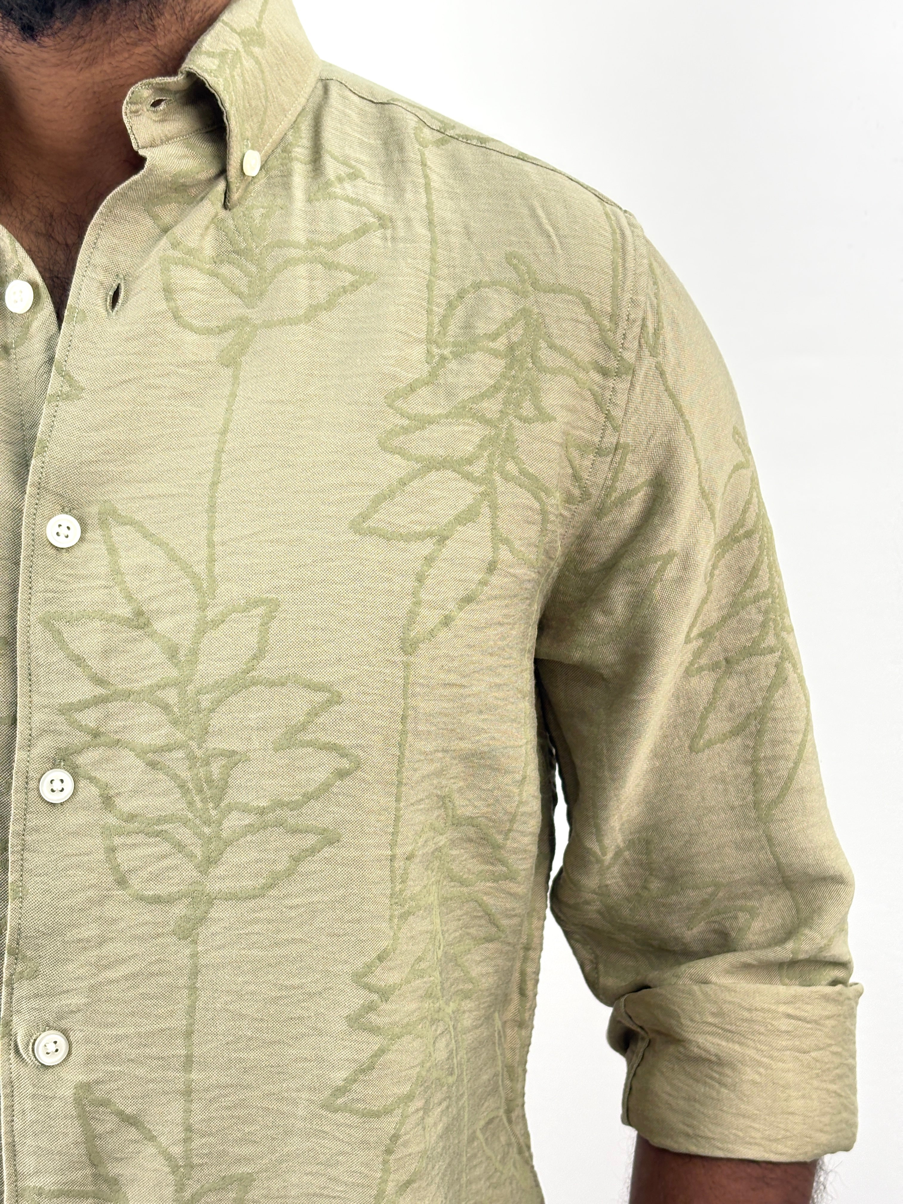 Green Self Printed Shirt 1