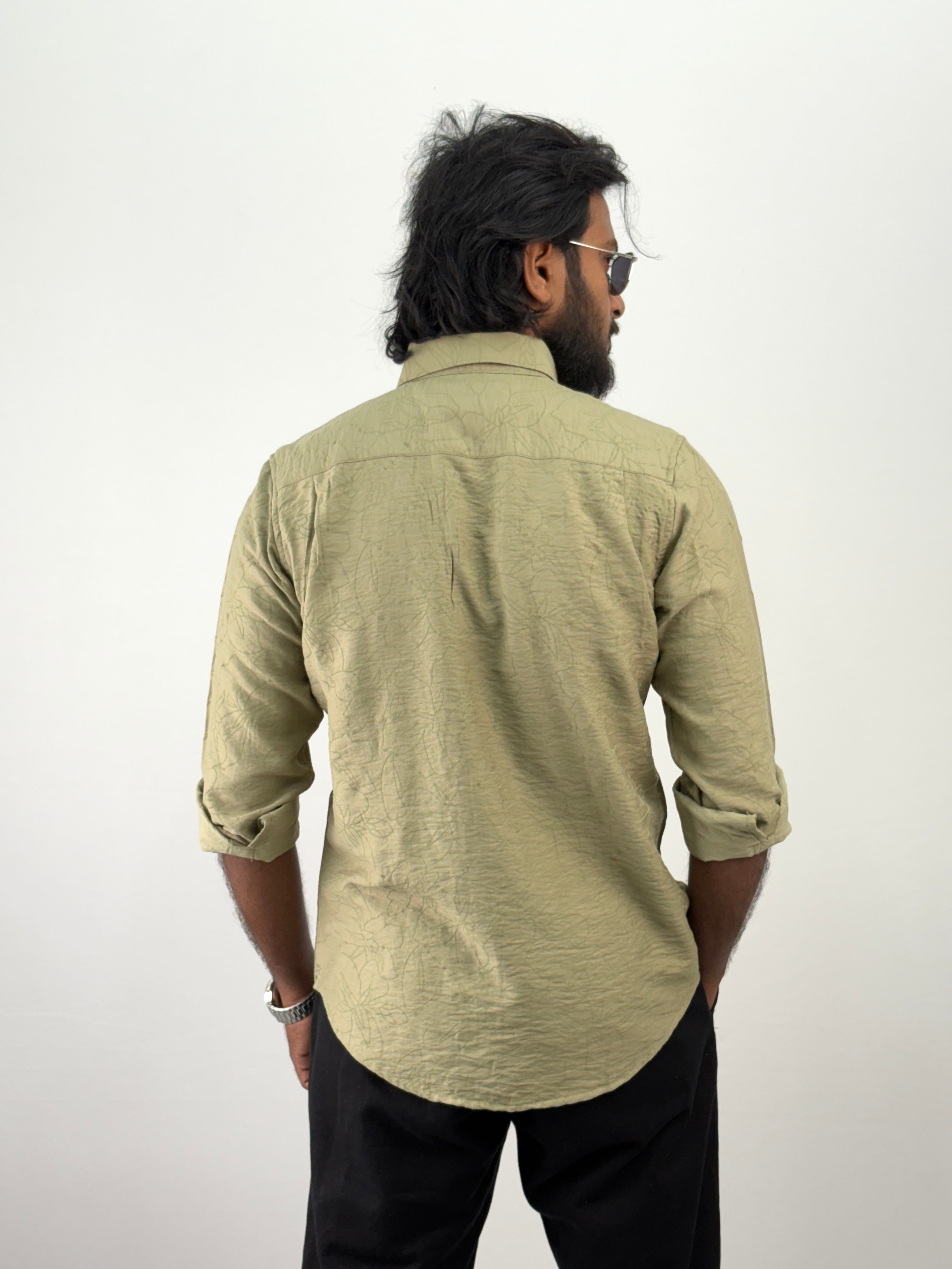 Green Self Printed Shirt 2