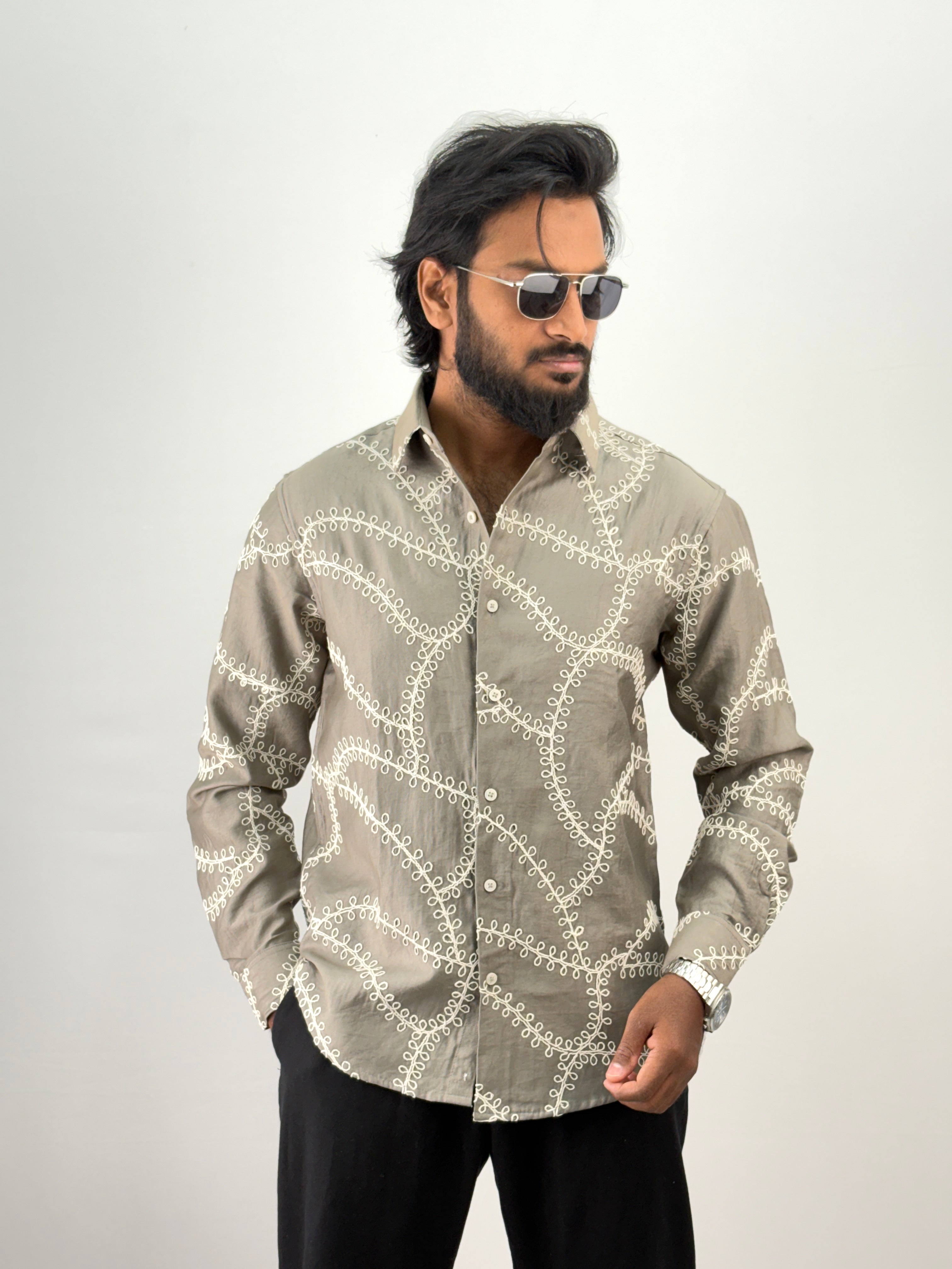 Grey Embroidery Shirt