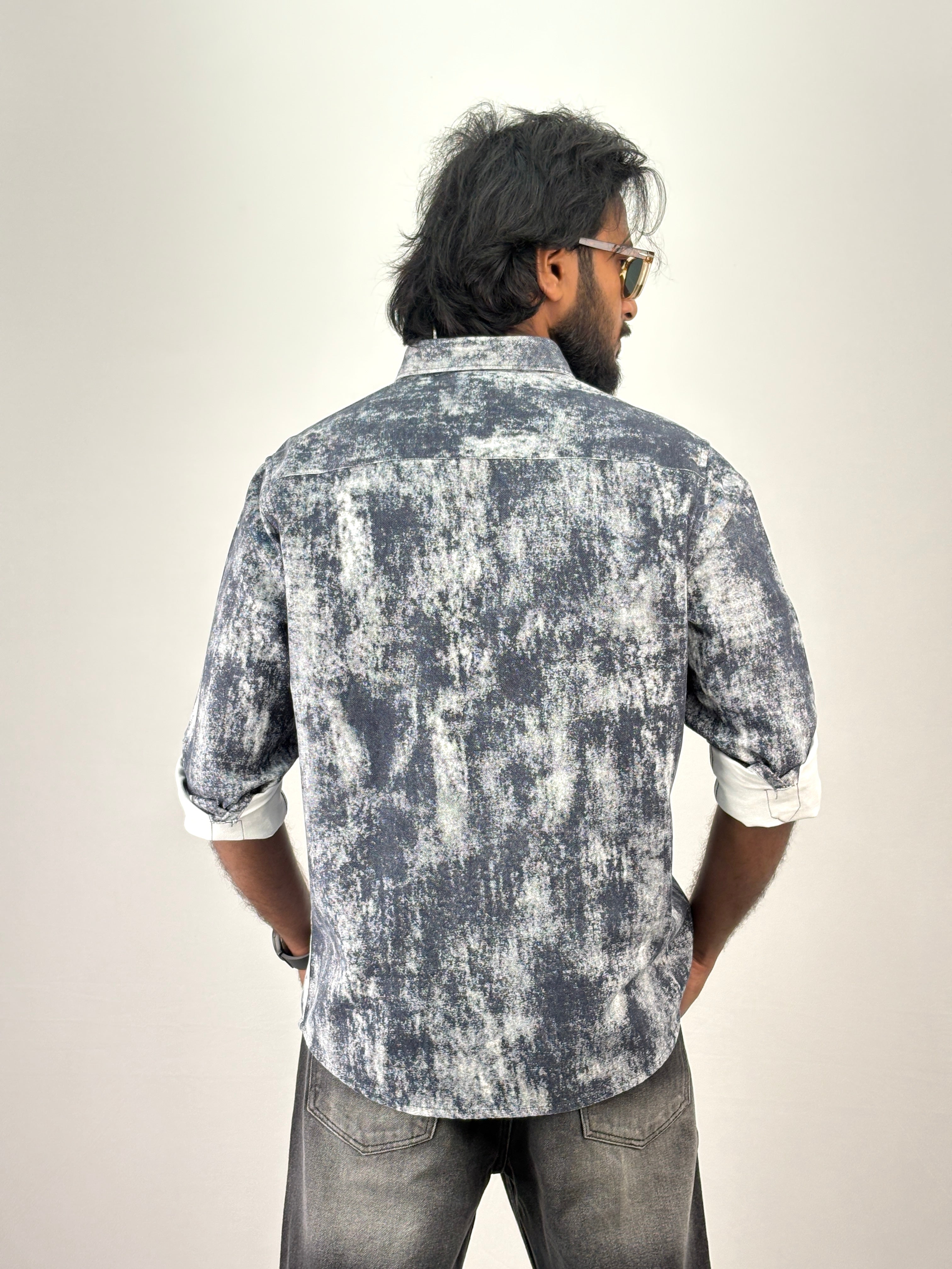 Grey Tie & Dye Denim Shirt