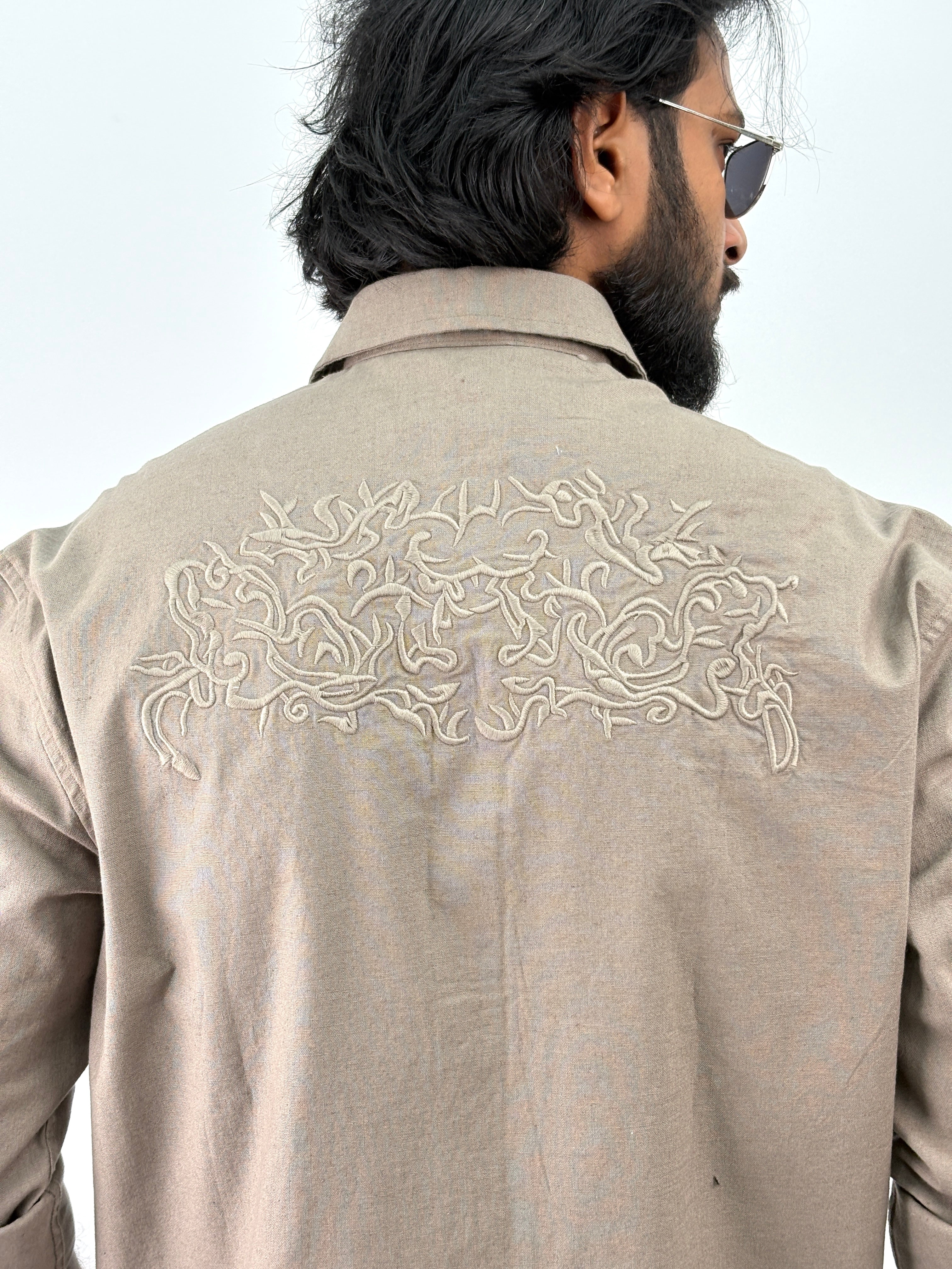 Grey Back Embroidery Shirt