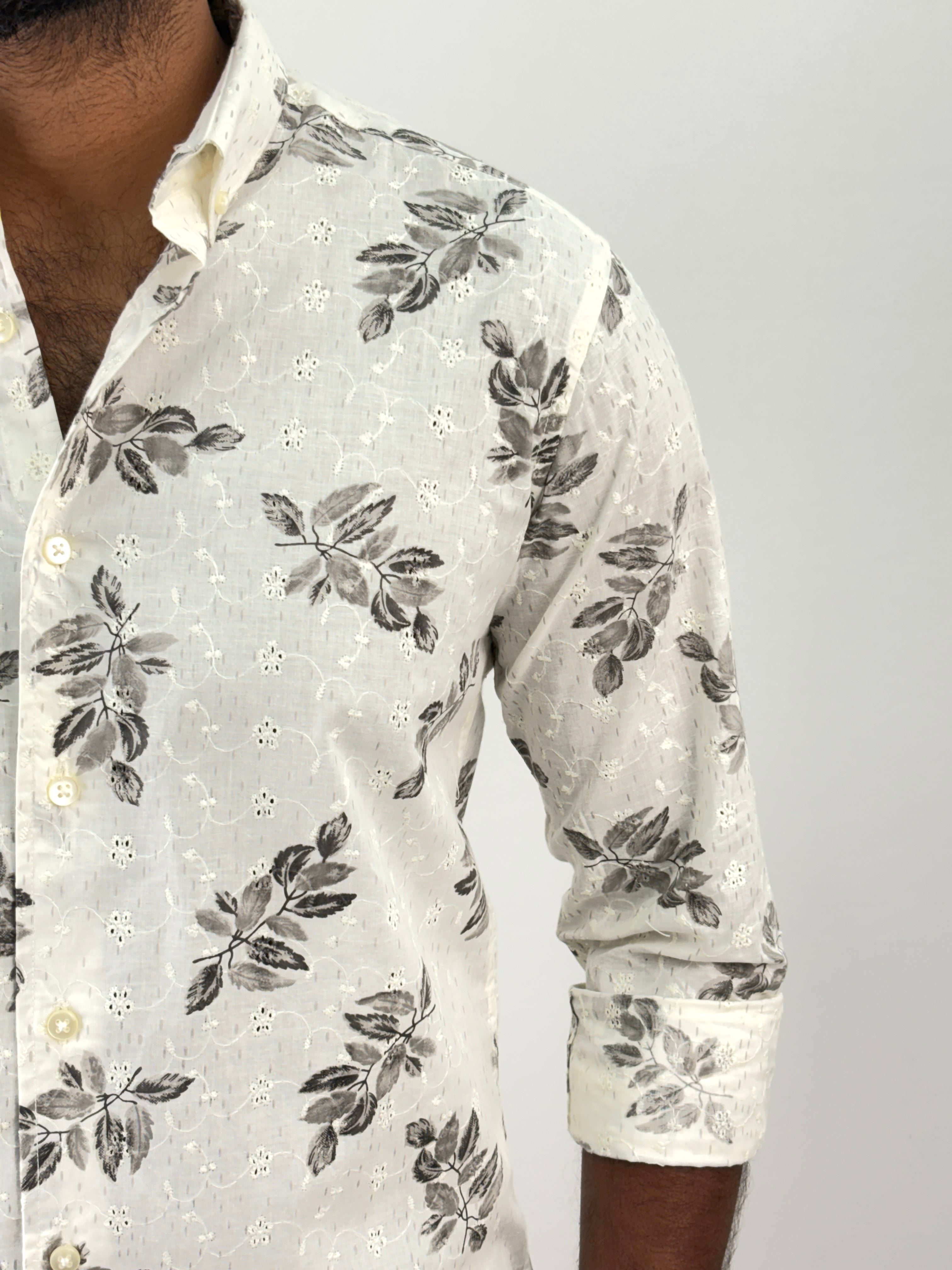 Grey Embroidery Printed Shirt