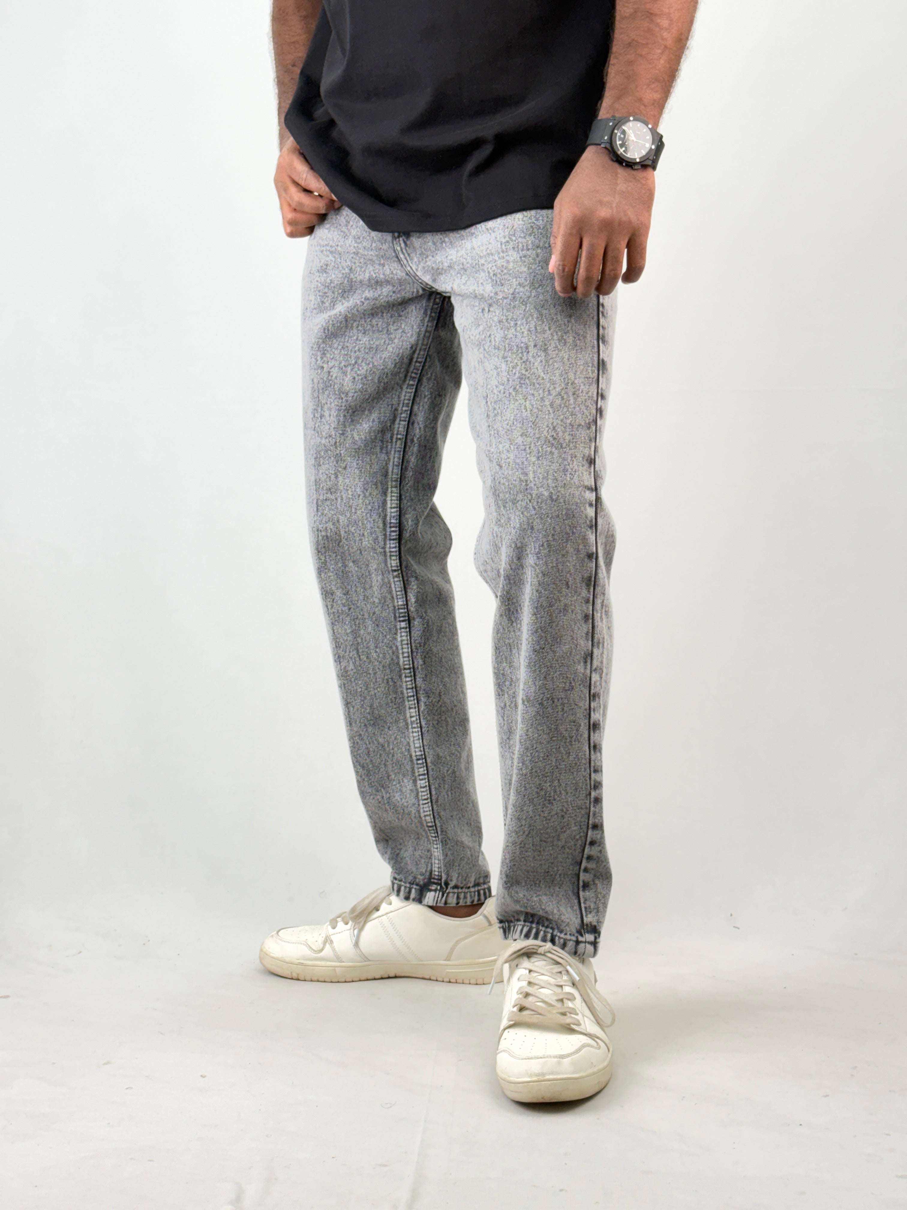 Grey Acid Wash Semi Baggy Jean