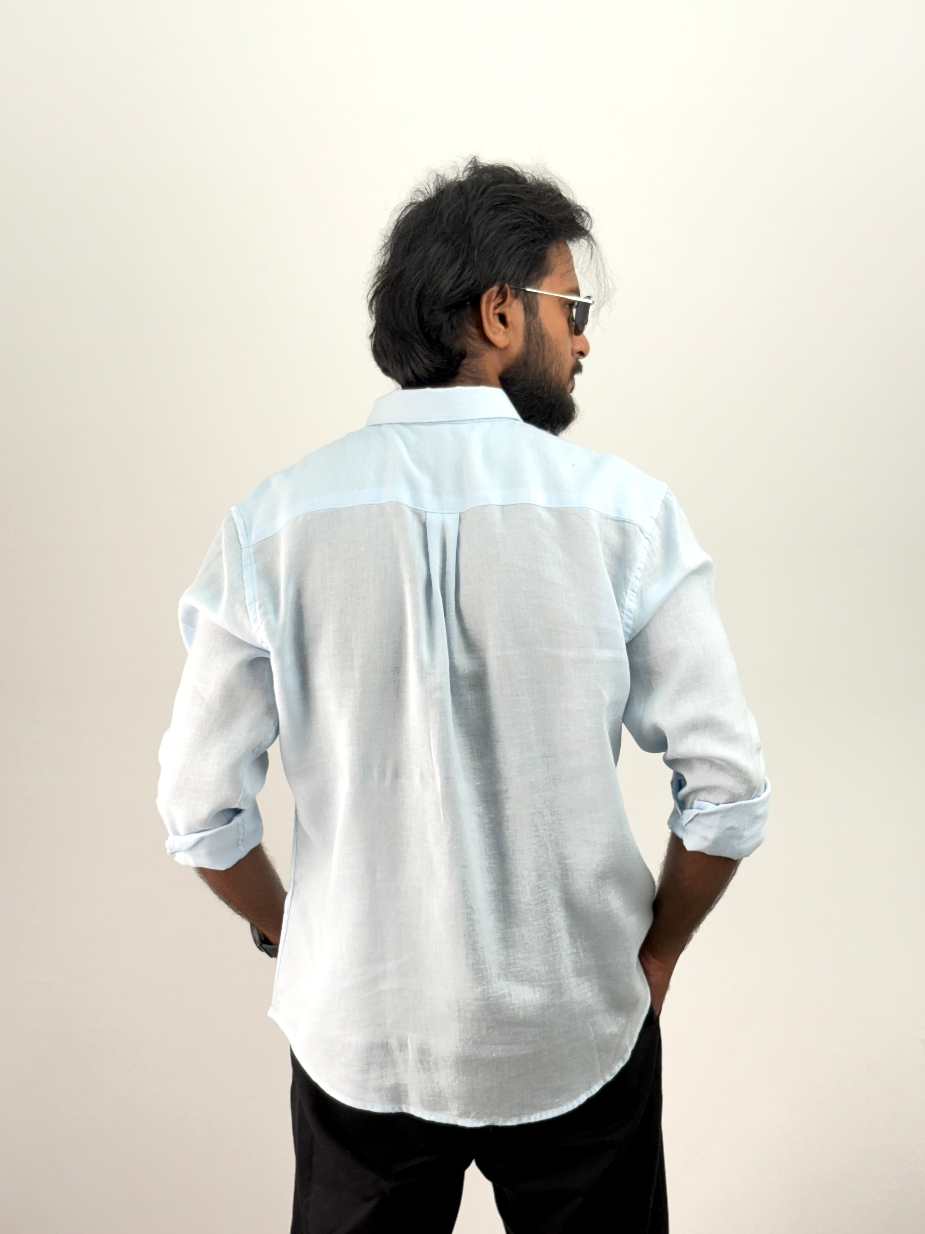 Ice Blue Linen Shirt