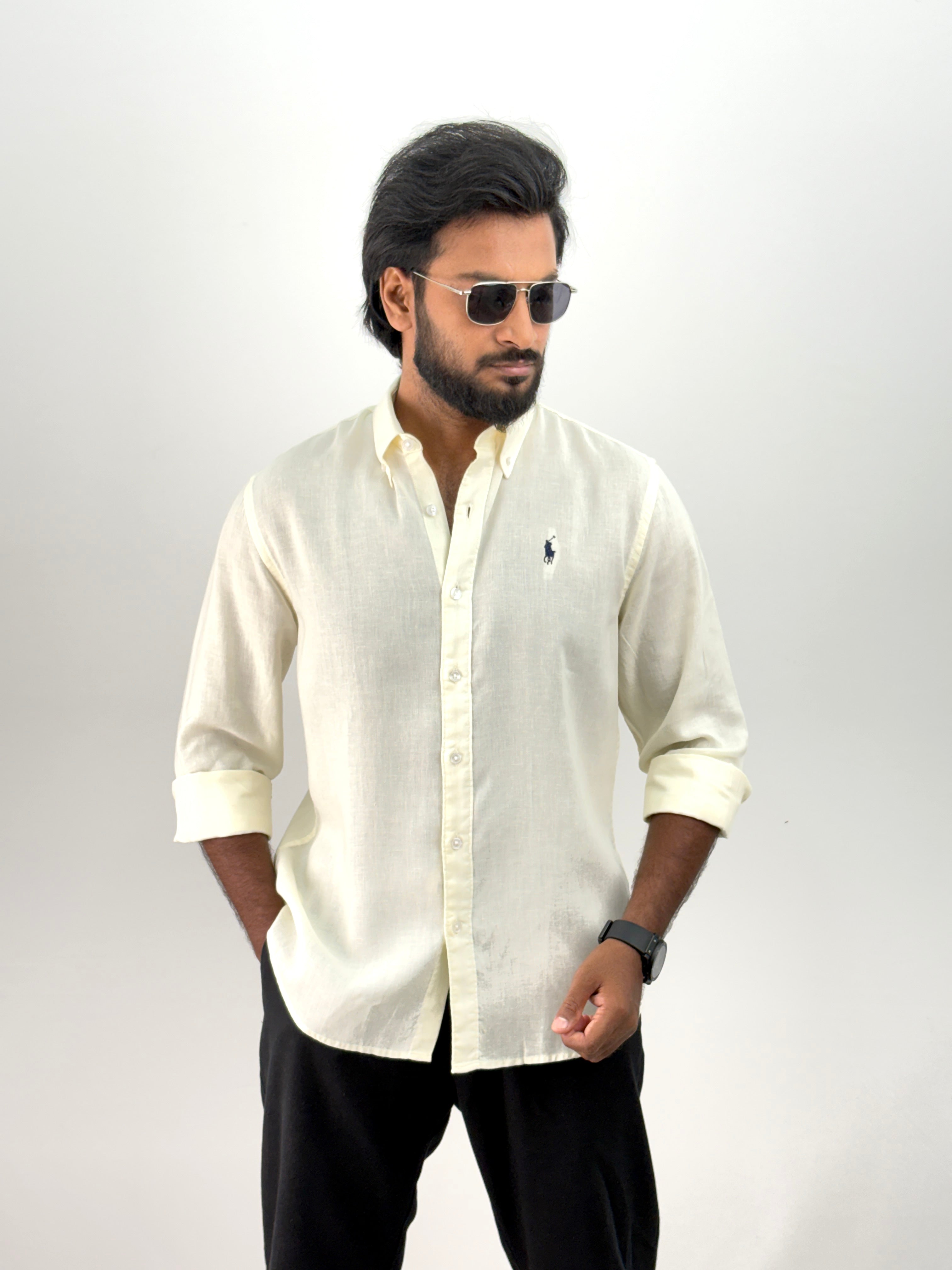 Half White Linen Shirt