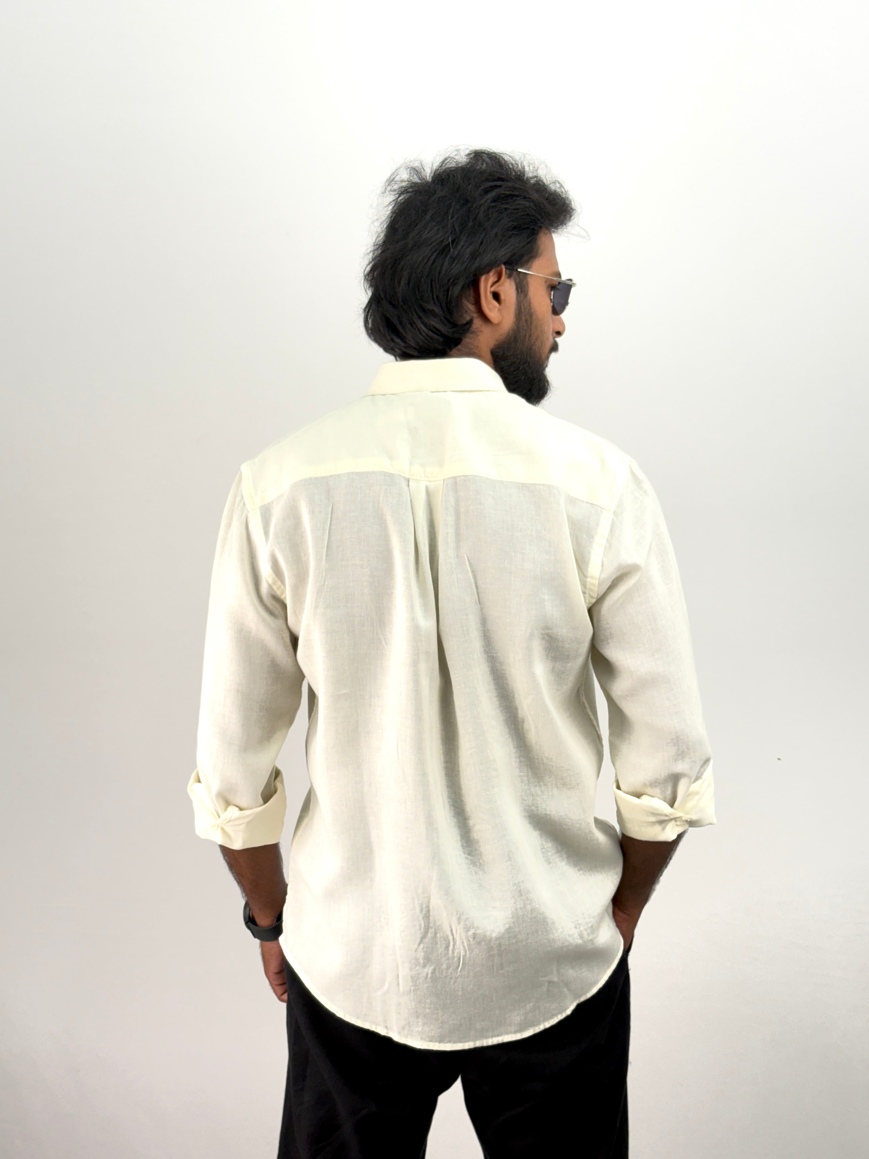 Half White Linen Shirt